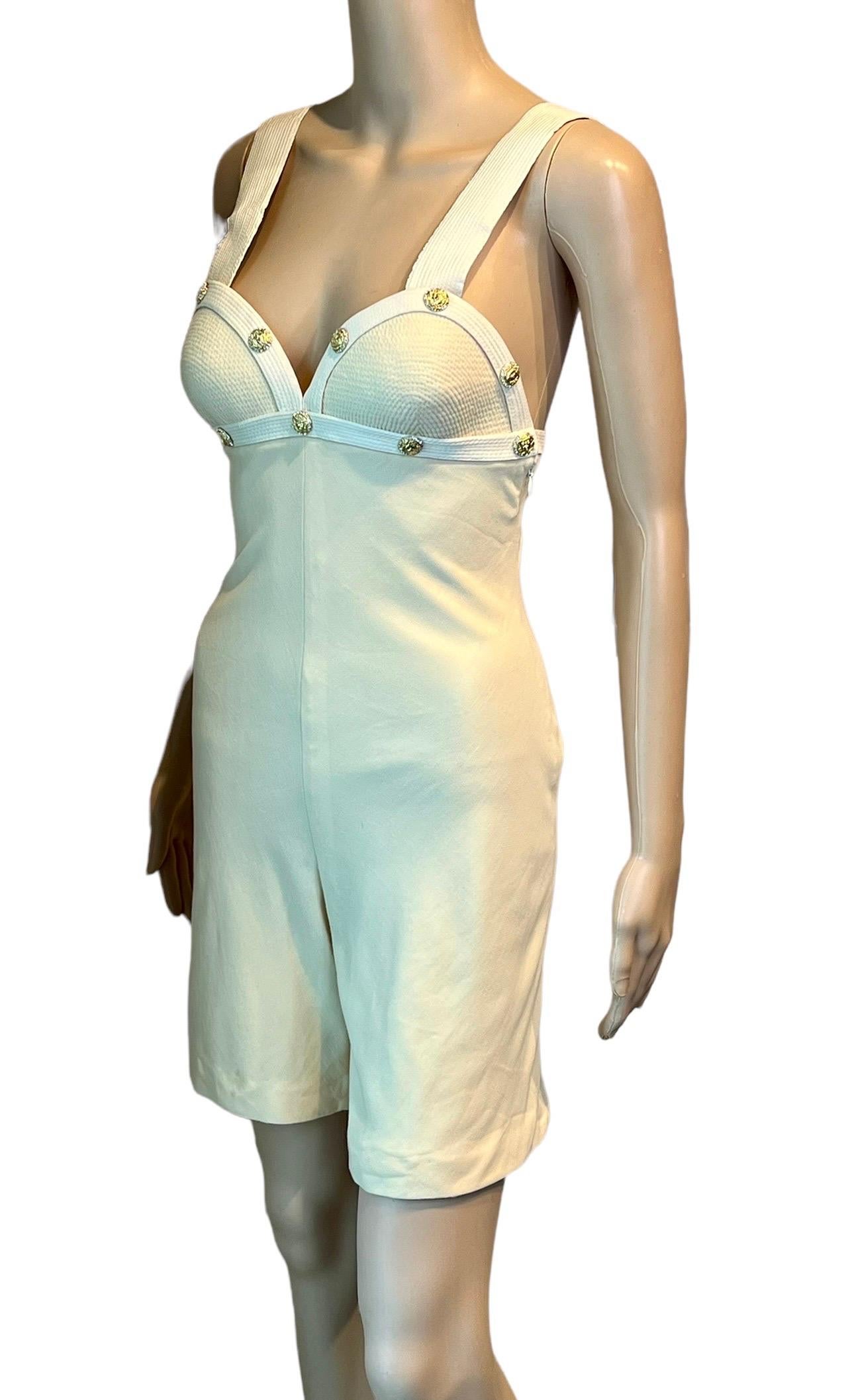 Gianni Versace S/S 1992 Runway Vintage Bustier Embellished Ivory Romper Jumpsuit IT 38

Look 28 from the Spring 1992 Collection.