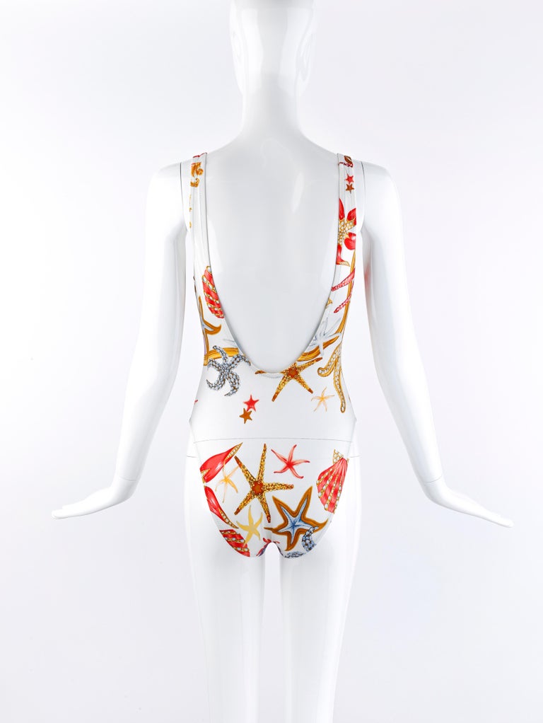 Gianni Versace S/S 1992 Starfish Seashell Print Plunge Back