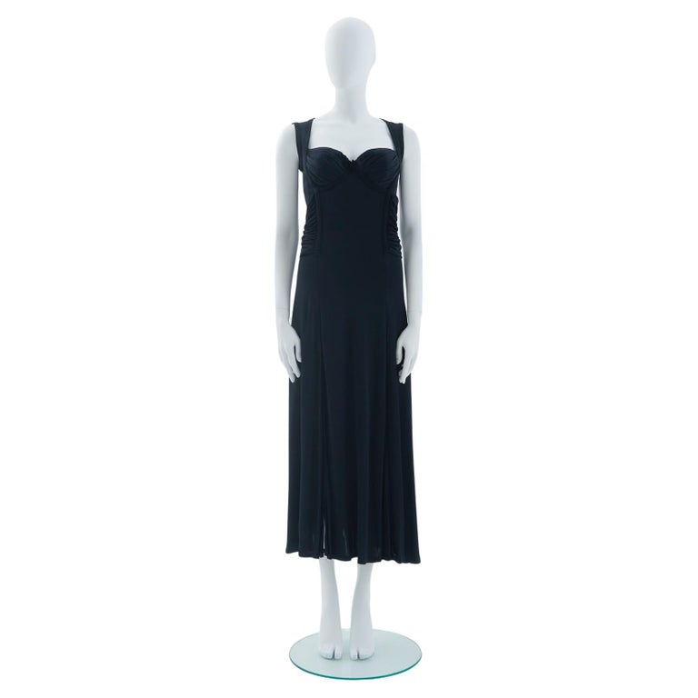 Gianni Versace S/S 1993 Blue and black gown jersey dress For Sale at 1stDibs