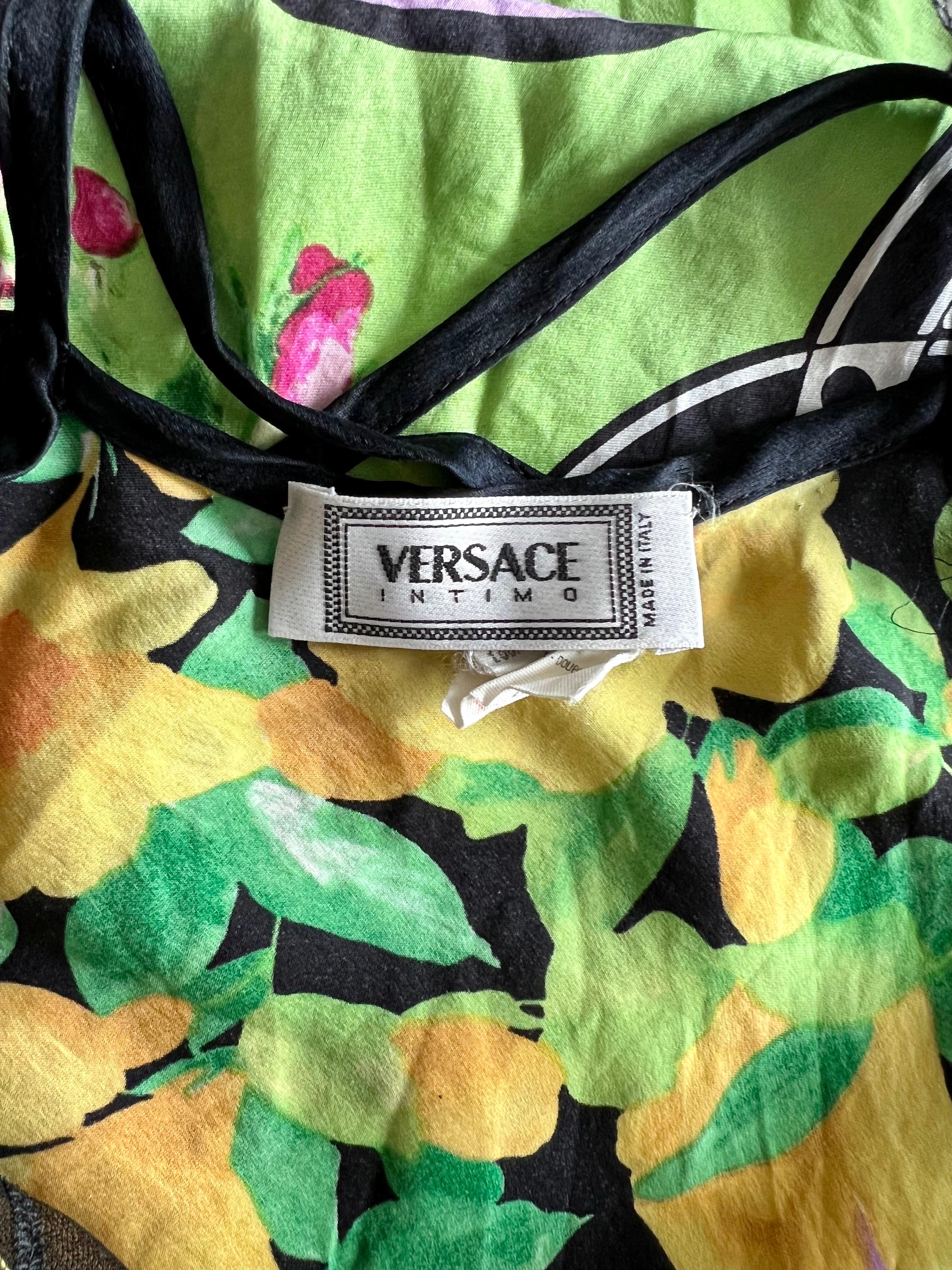 Gianni Versace S/S 1993 Sheer Lace Bra Floral Print Slip Silk Mini Dress For Sale 7