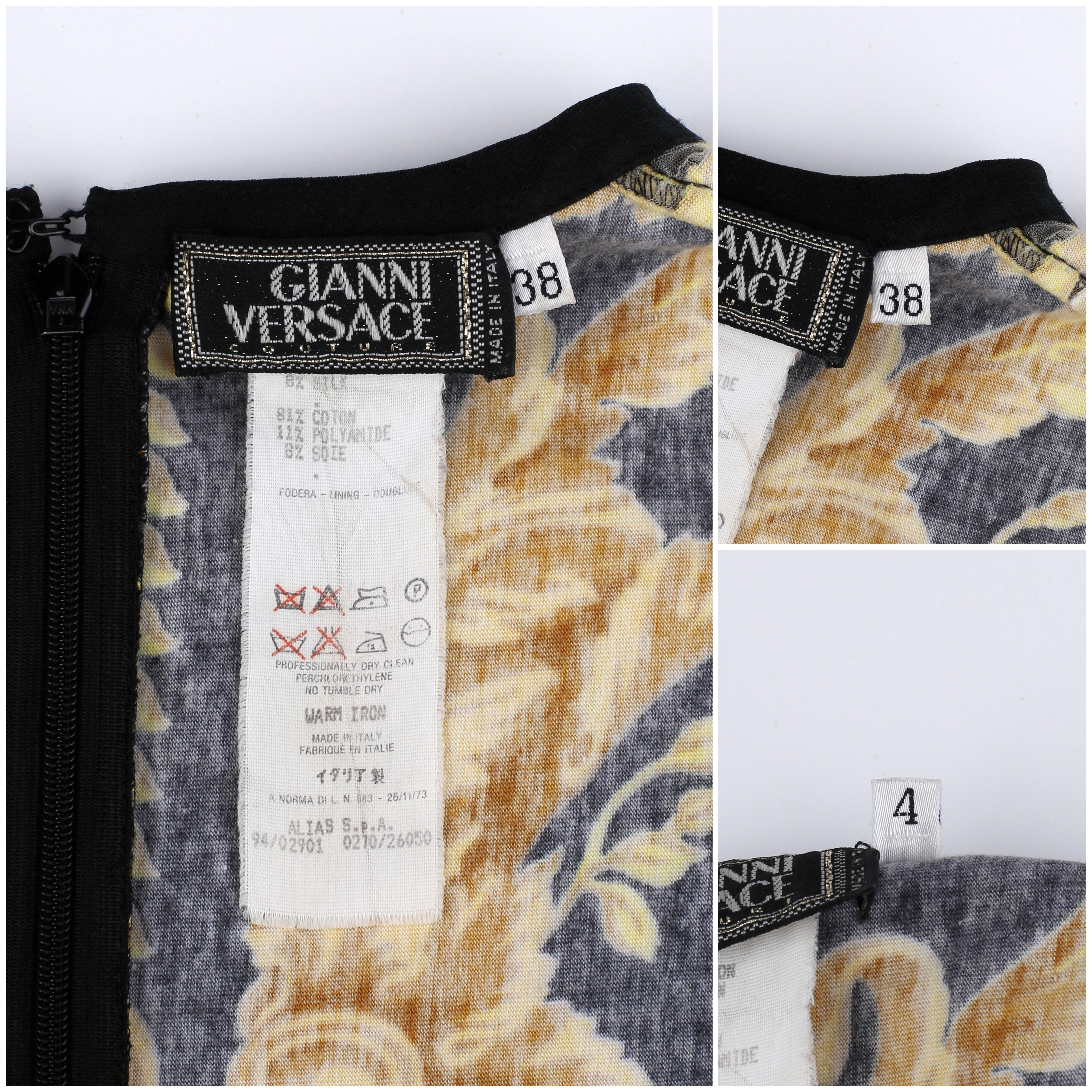 Gianni Versace S/S 1994 Signature Baroque Print Sheer Mesh Illusion Bodysuit  For Sale 9