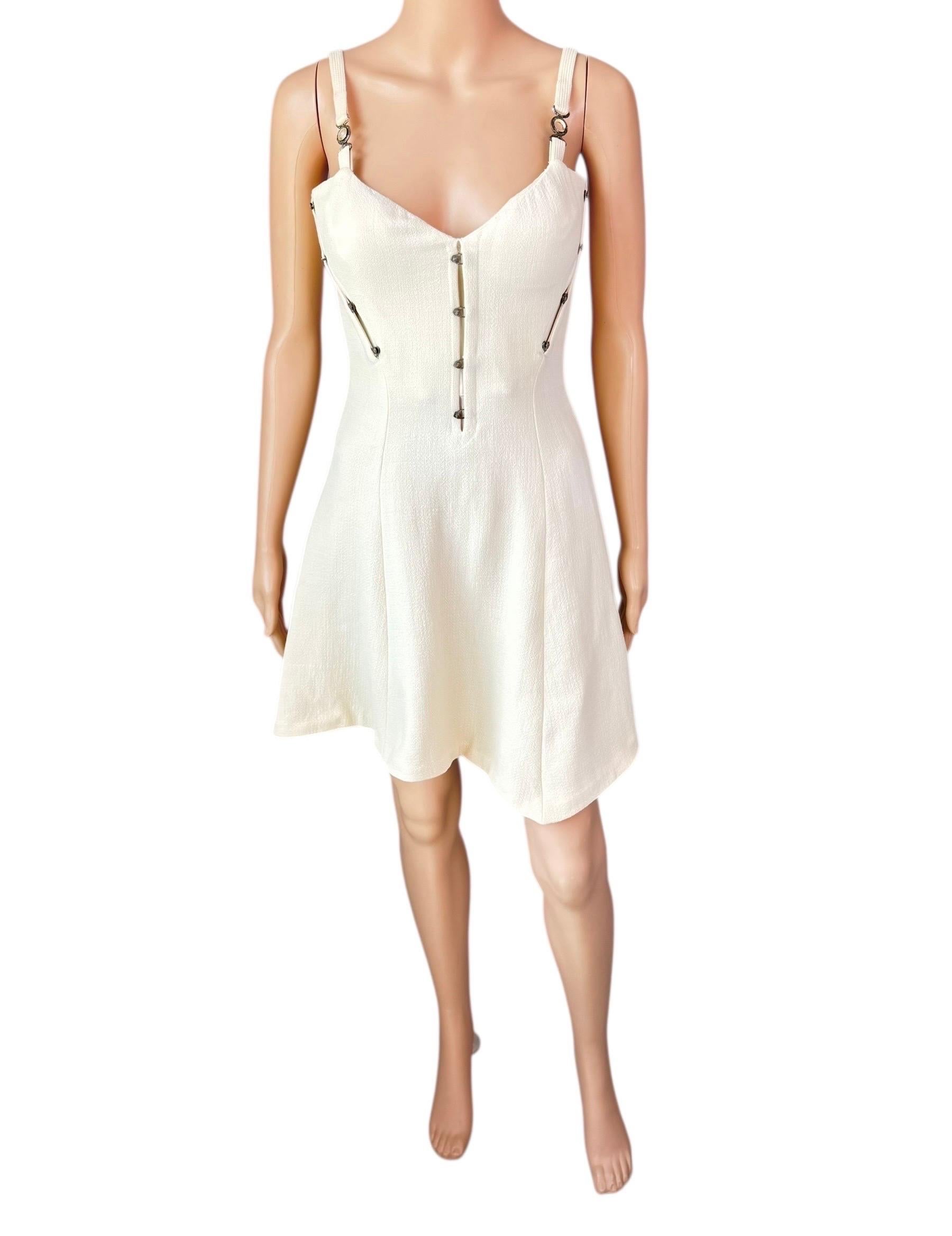 Gianni Versace S/S 1995 Runway Vintage Bustier Korsett Elfenbein Minikleid im Angebot 6