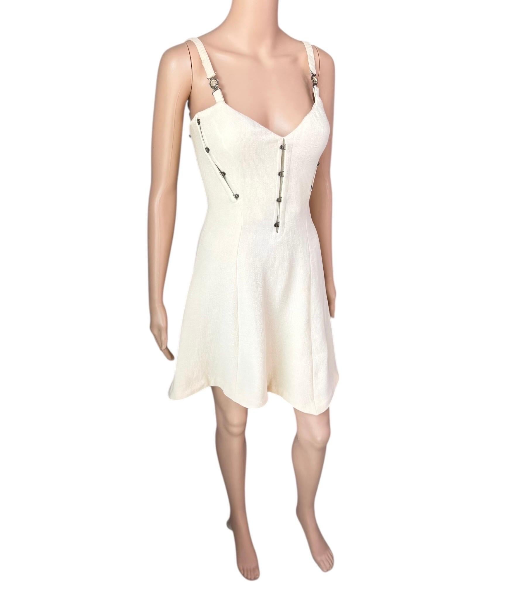 Gianni Versace S/S 1995 Runway Vintage Bustier Korsett Elfenbein Minikleid im Angebot 8