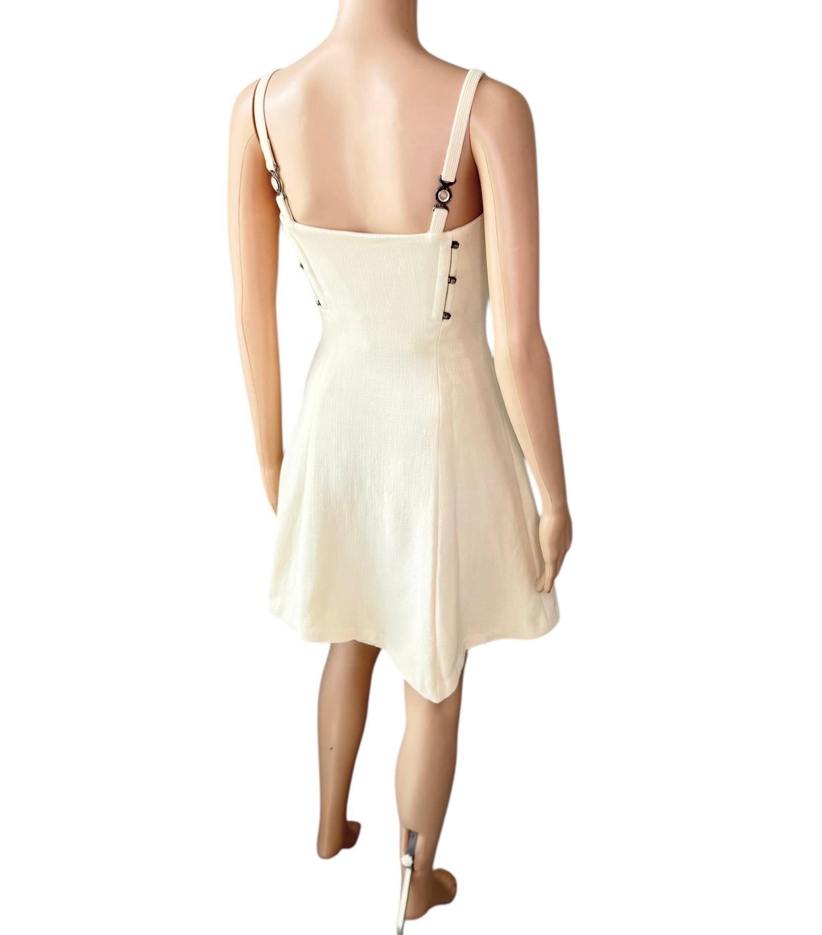 Gianni Versace S/S 1995 Runway Vintage Bustier Korsett Elfenbein Minikleid im Angebot 9