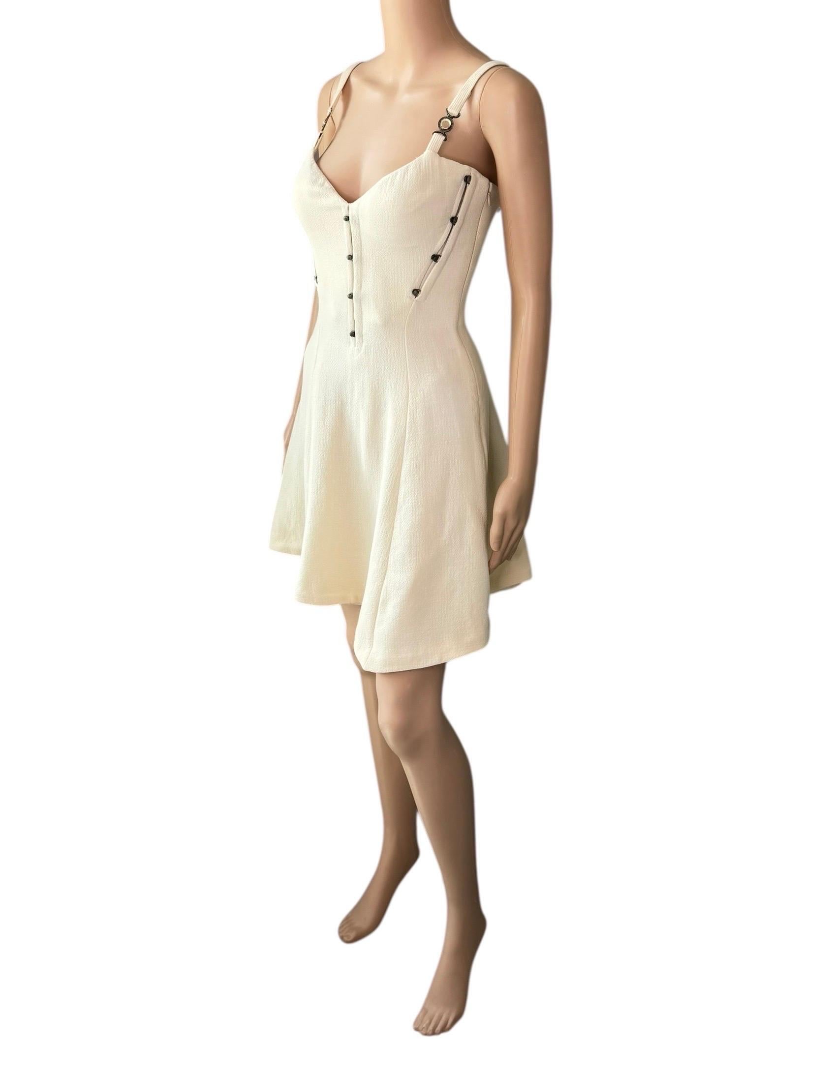 Gianni Versace S/S 1995 Runway Vintage Bustier Korsett Elfenbein Minikleid im Angebot 10