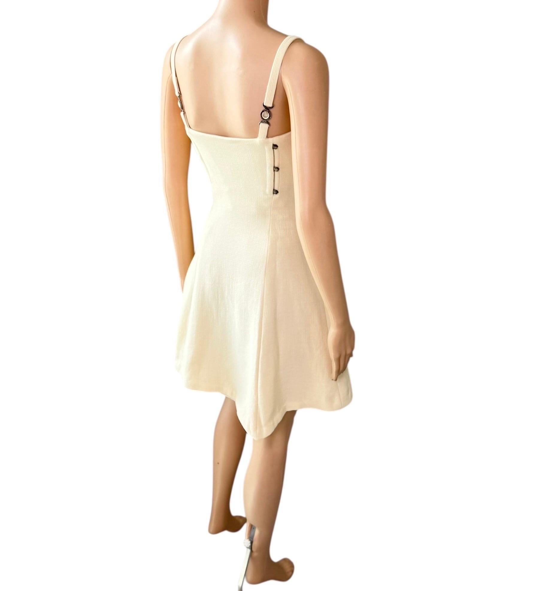 Gianni Versace S/S 1995 Runway Vintage Bustier Korsett Elfenbein Minikleid im Angebot 11