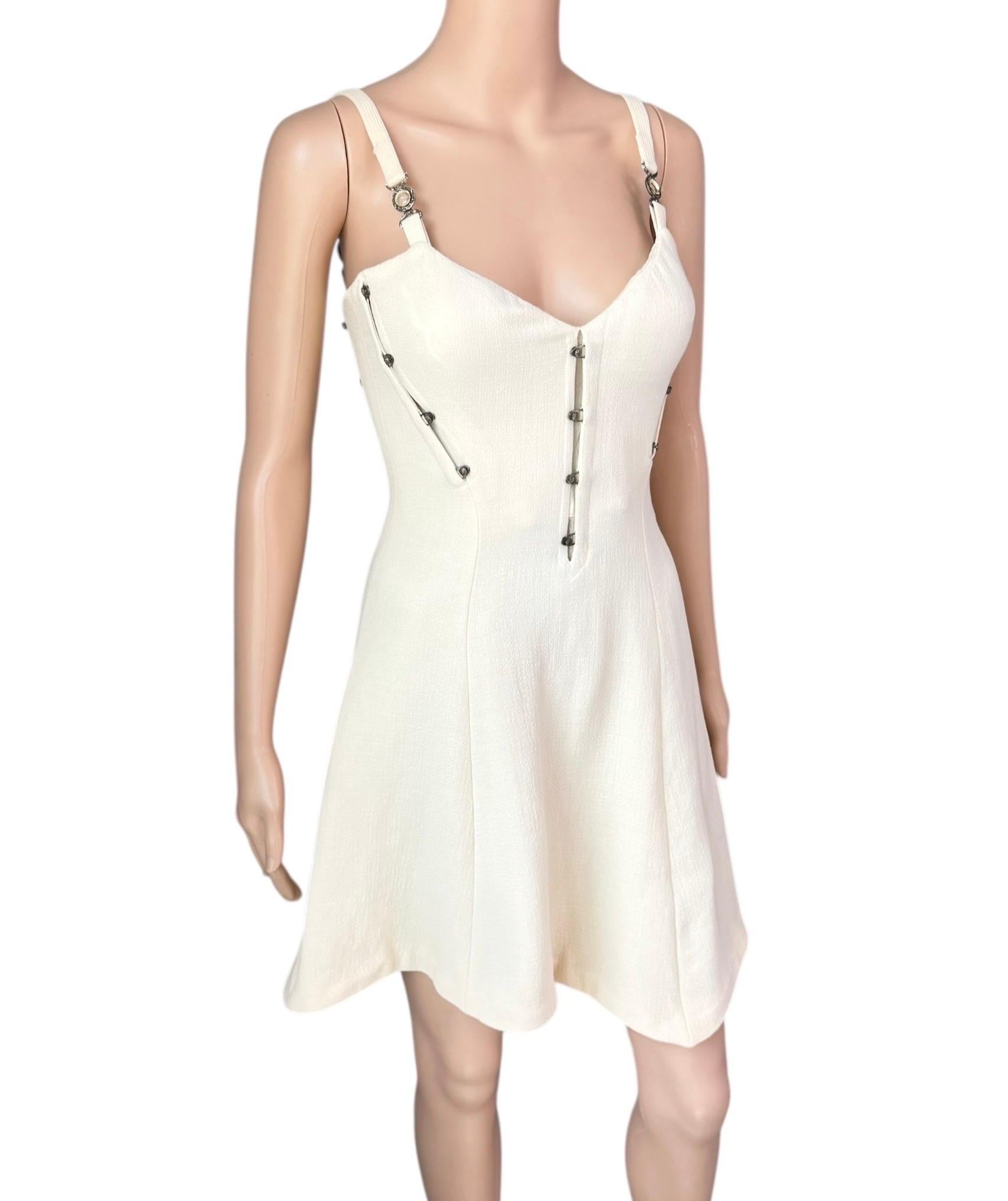 Gianni Versace S/S 1995 Runway Vintage Bustier Korsett Elfenbein Minikleid (Beige) im Angebot