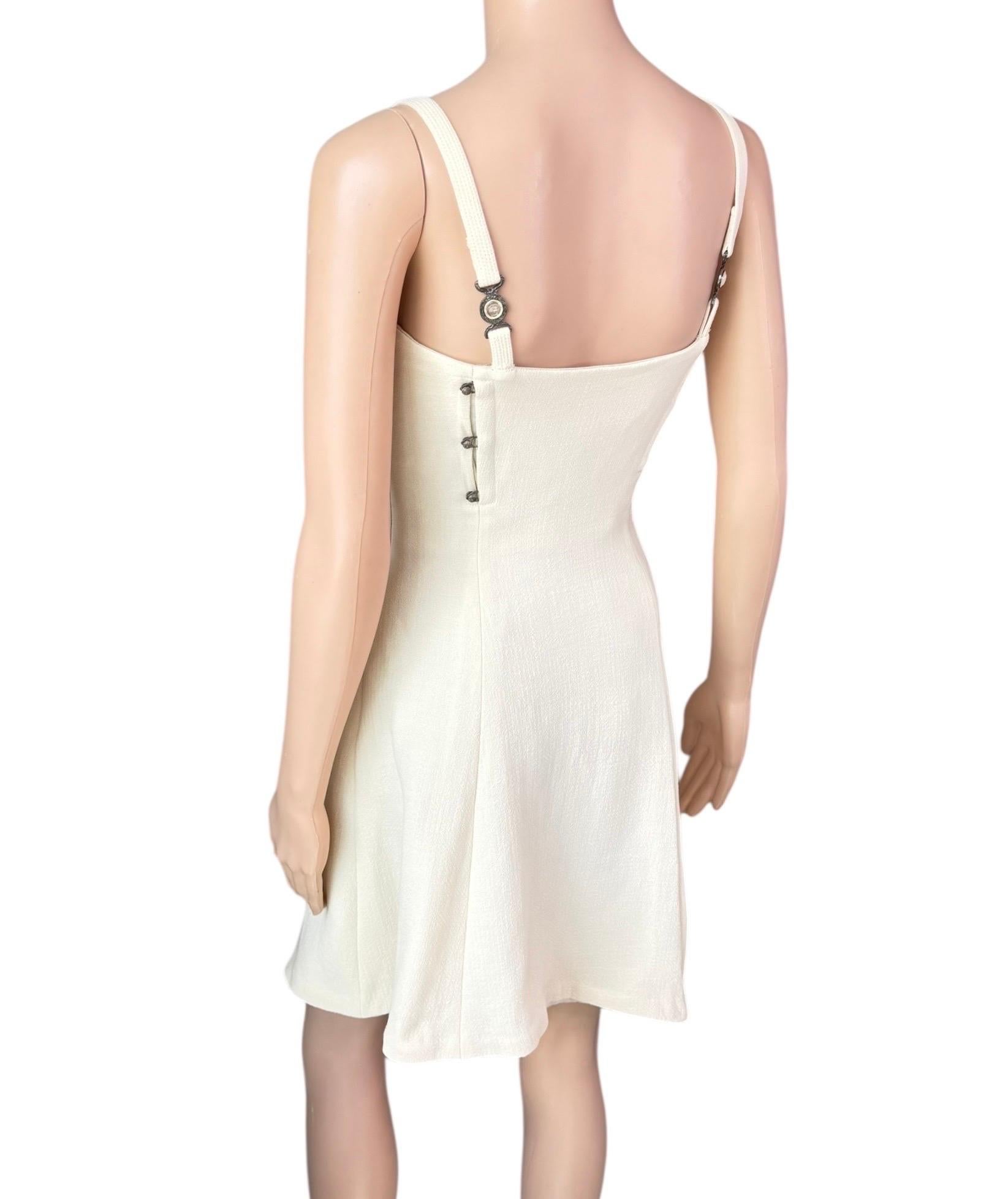 Gianni Versace S/S 1995 Runway Vintage Bustier Korsett Elfenbein Minikleid im Zustand „Gut“ im Angebot in Naples, FL