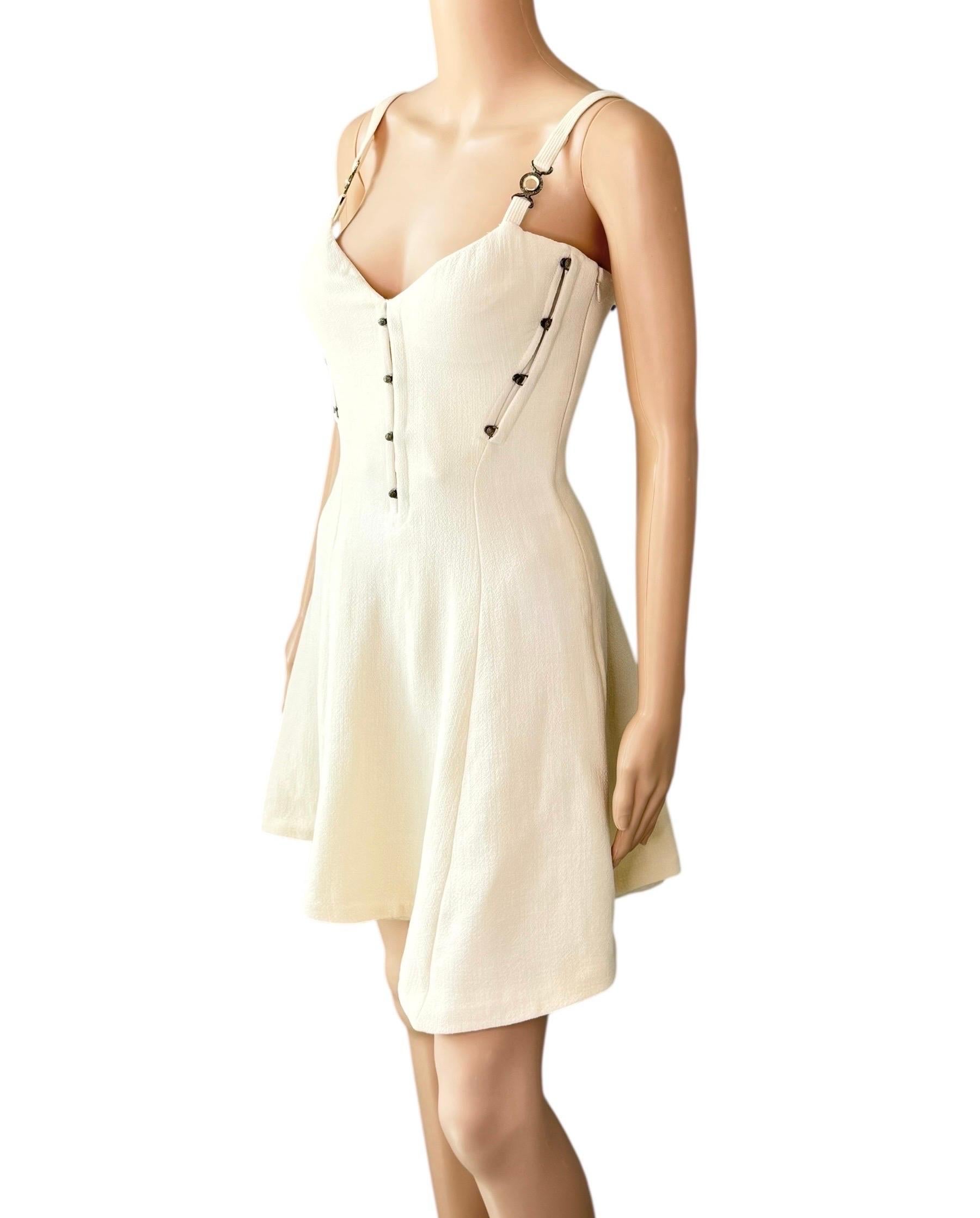 Gianni Versace S/S 1995 Runway Vintage Bustier Korsett Elfenbein Minikleid Damen im Angebot