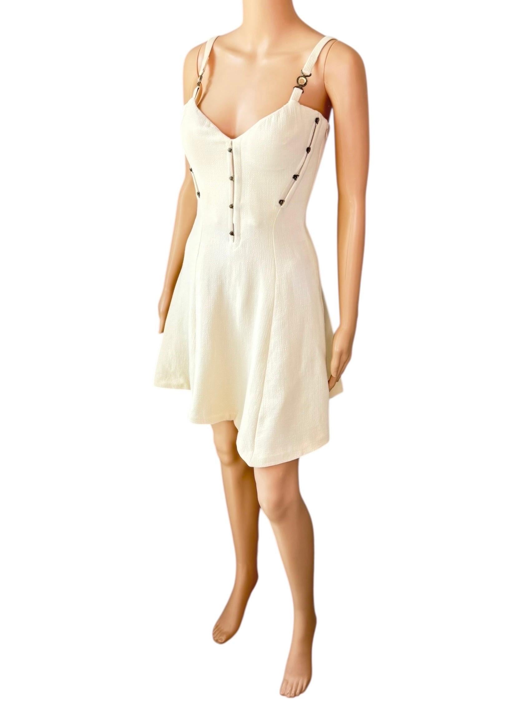 Gianni Versace S/S 1995 Runway Vintage Bustier Korsett Elfenbein Minikleid im Angebot 4