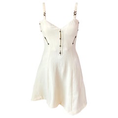 Gianni Versace S/S 1995 Runway Vintage Bustier Corset Ivory Mini Dress