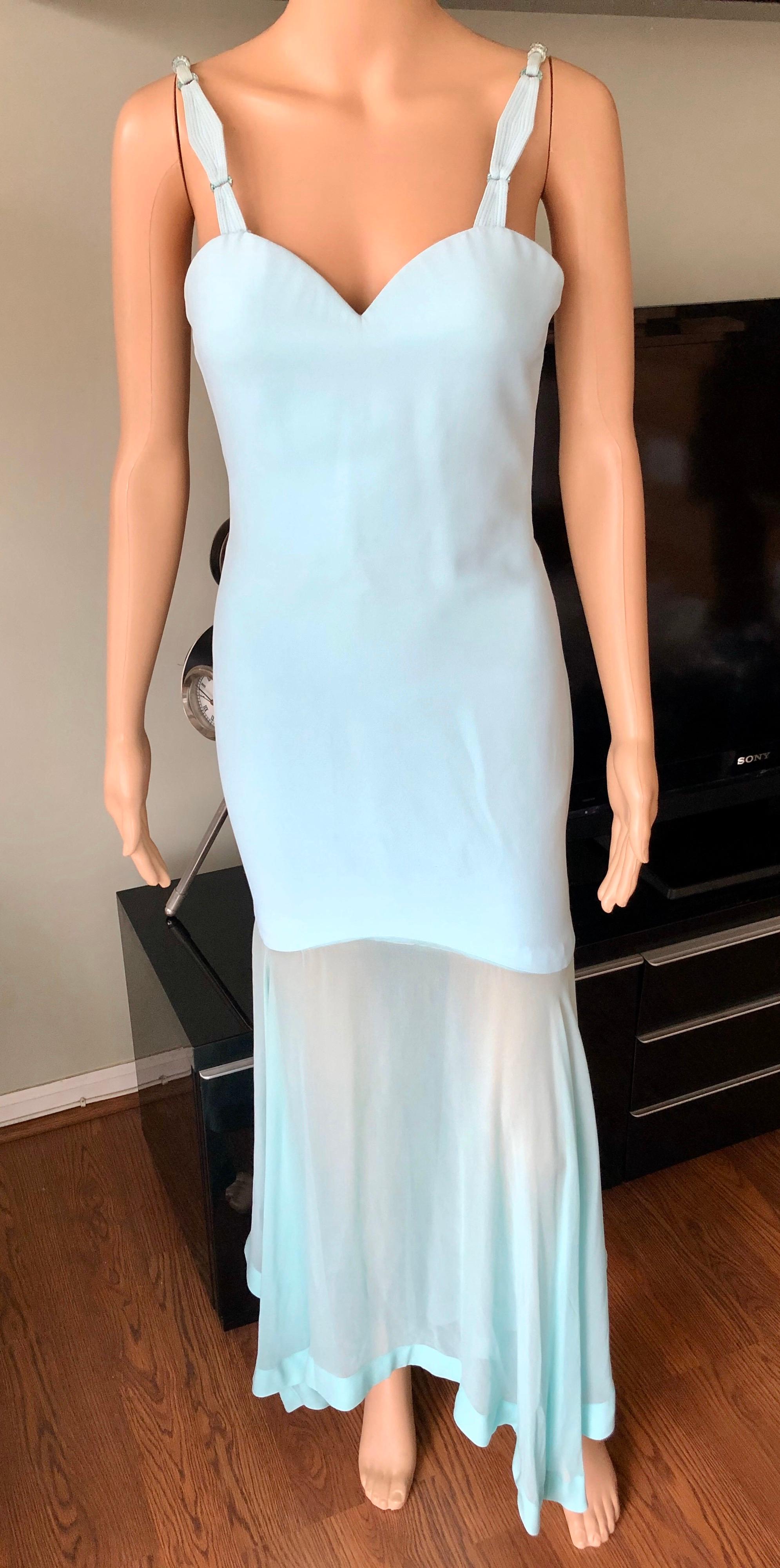 gianni versace s/s 1992 bustier lace bra sheer panels slit evening dress gown