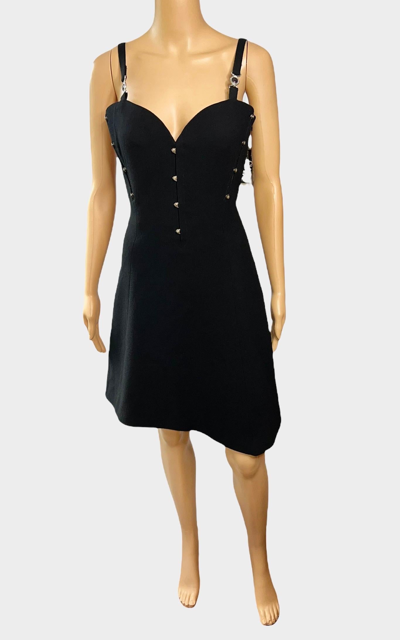 Gianni Versace S/S 1995 Sin Usar Vintage Bustier Mini Vestido Negro en venta 1