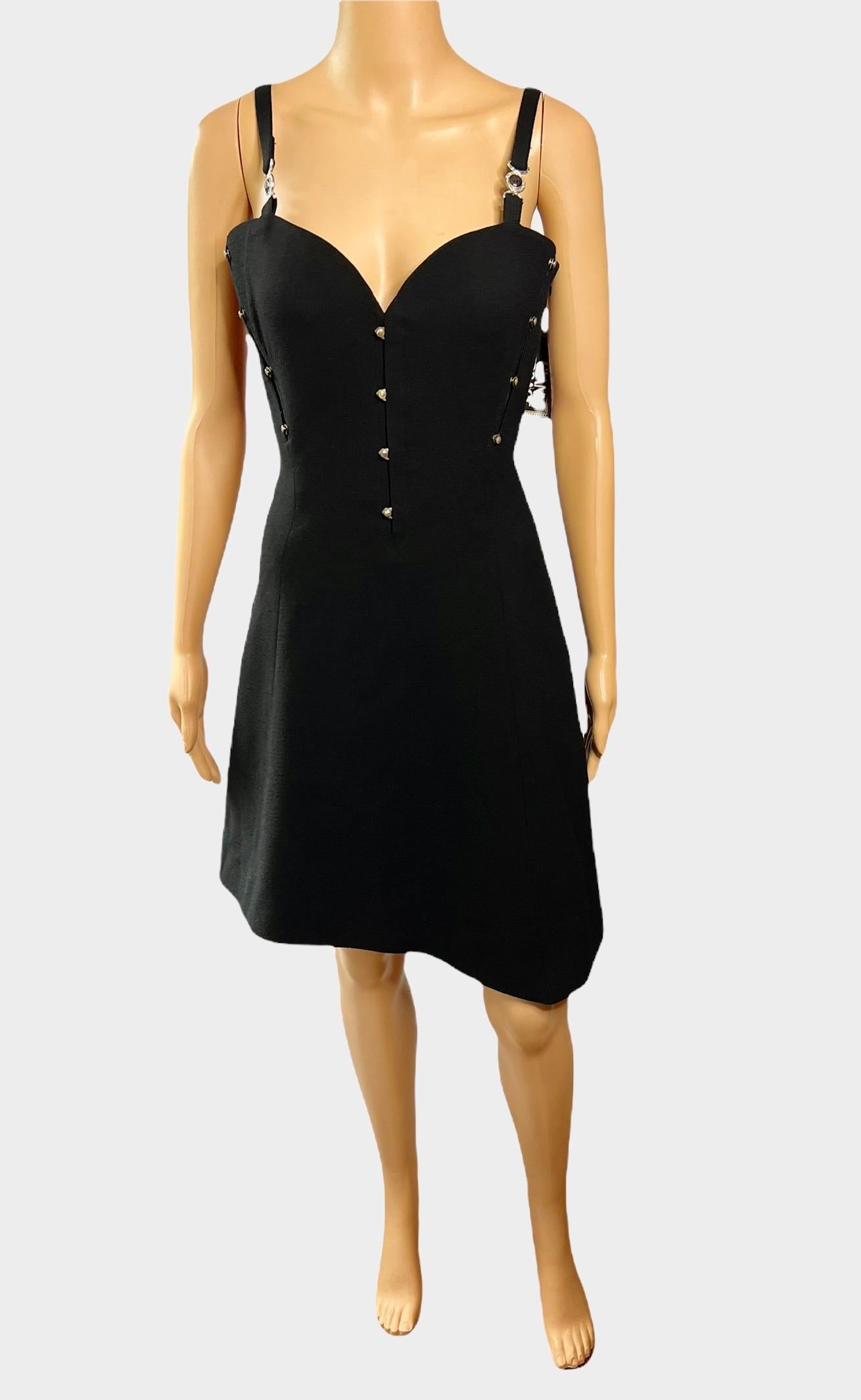 Gianni Versace S/S 1995 Sin Usar Vintage Bustier Mini Vestido Negro en venta 2