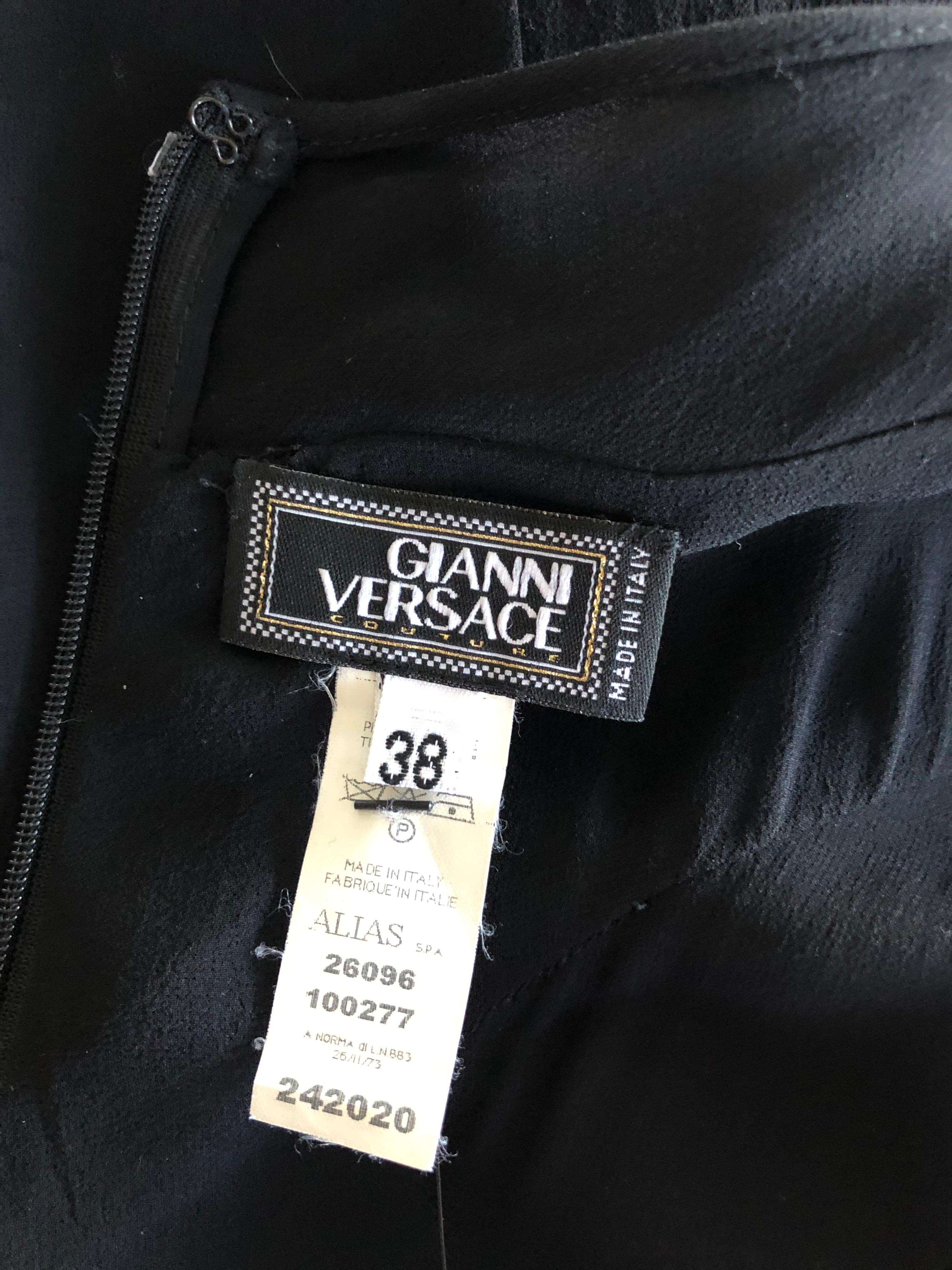 Gianni Versace S/S 1995 - Vintage - Robe de soirée noire en soie à panneaux transparents en vente 4