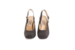 Gianni Versace S/S 1996 black crystal embellished slingbacks