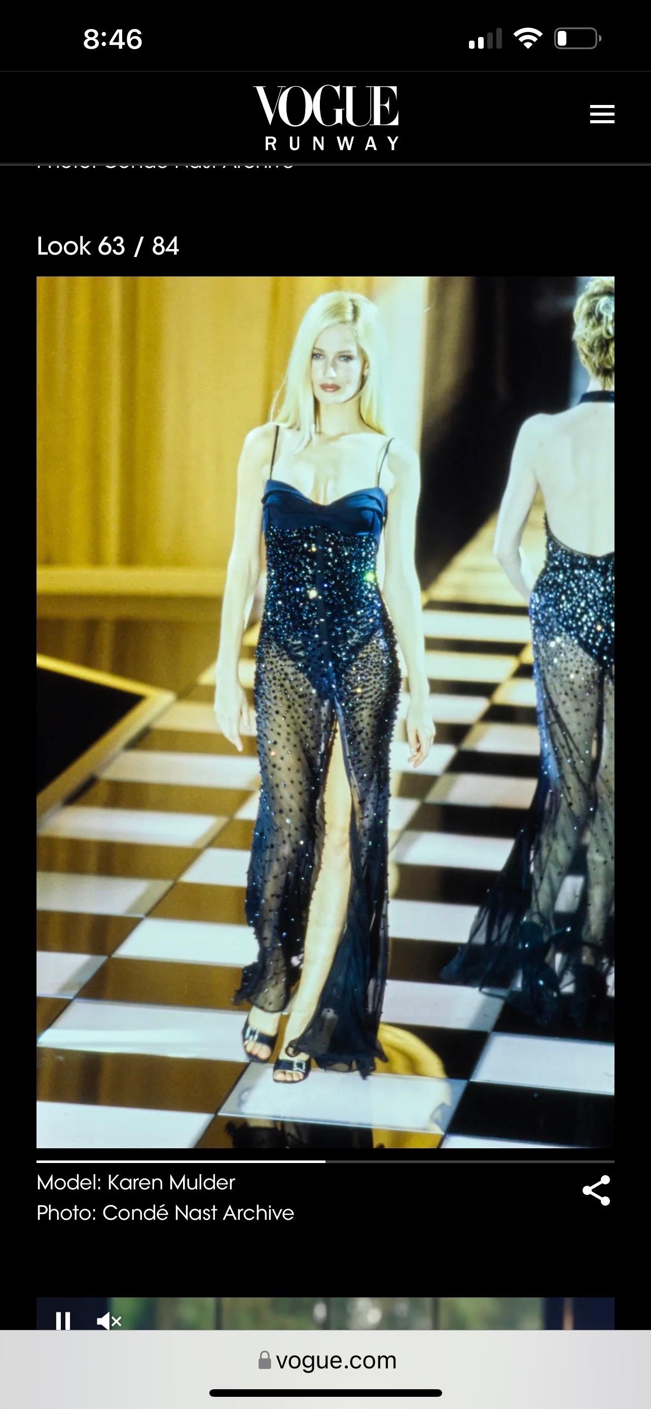 Gianni Versace S/S 1996 Runway Embellished Bustier Black Evening Dress Gown For Sale 7