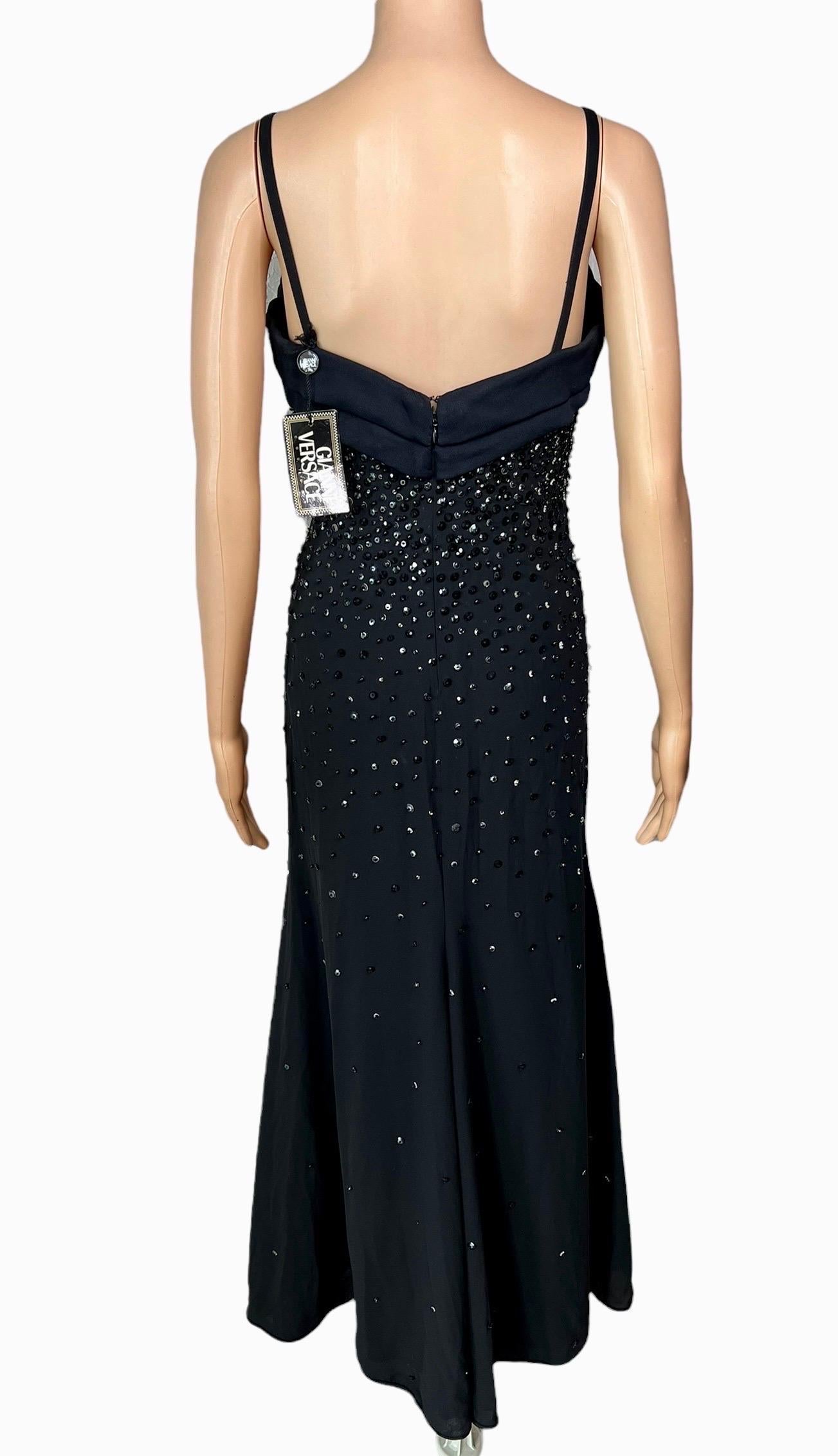 Gianni Versace S/S 1996 Runway Embellished Bustier Black Evening Dress Gown For Sale 2