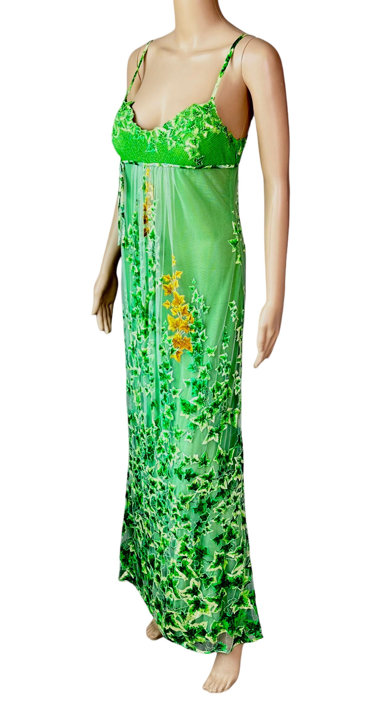Gianni Versace S/S 1997 Runway Embellished Sheer Lace Shawl Evening Dress Gown For Sale 1