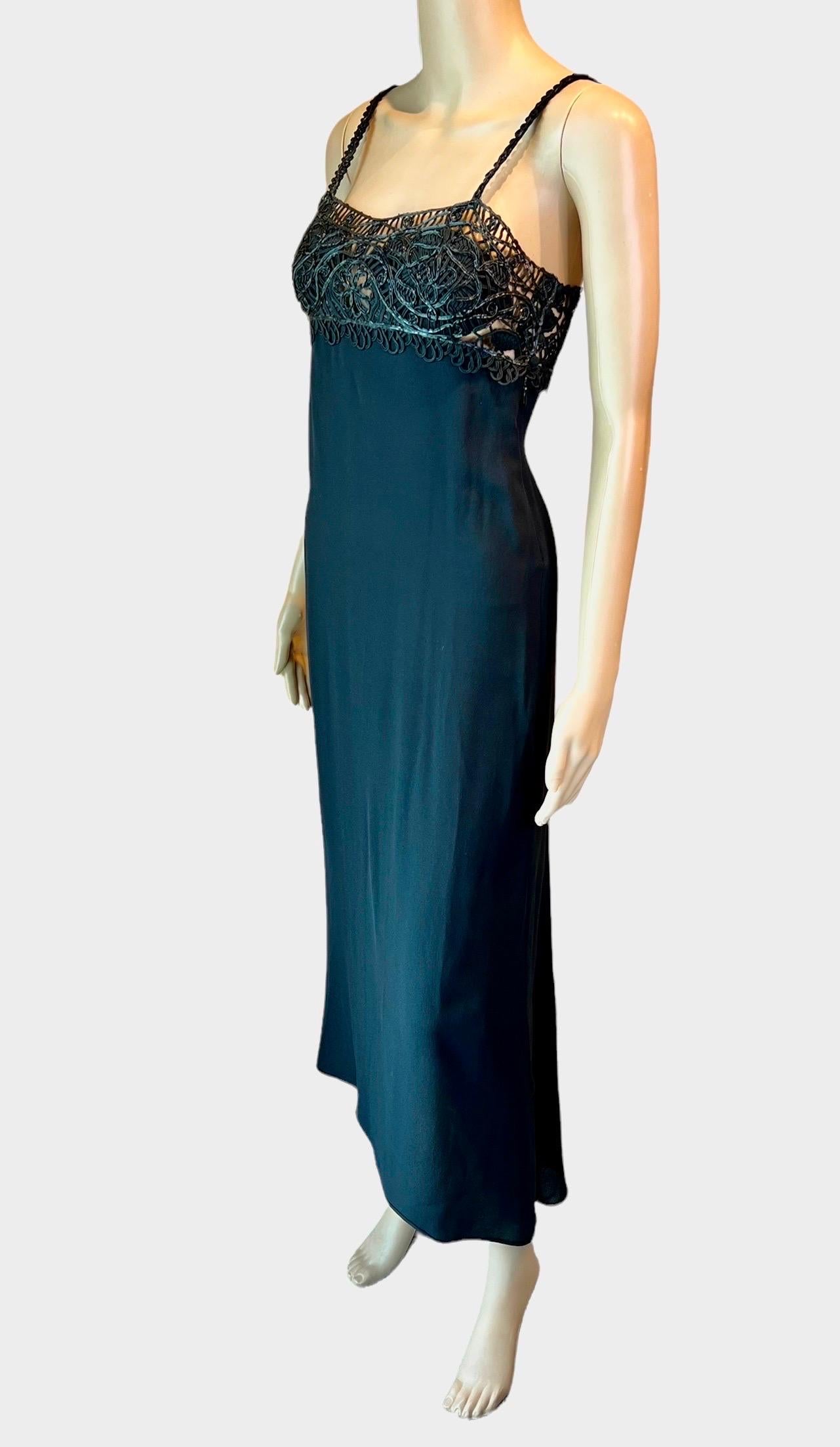 Gianni Versace S/S 1997 Runway Embroidered Lace Black Evening Dress Gown  For Sale 1