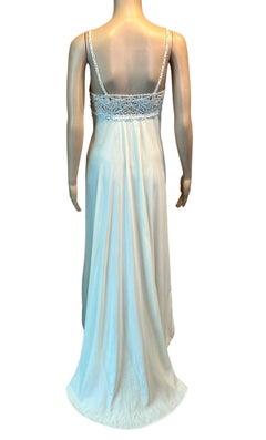Gianni Versace S/S 1997 Runway Embroidered Lace Ivory Evening Dress Gown