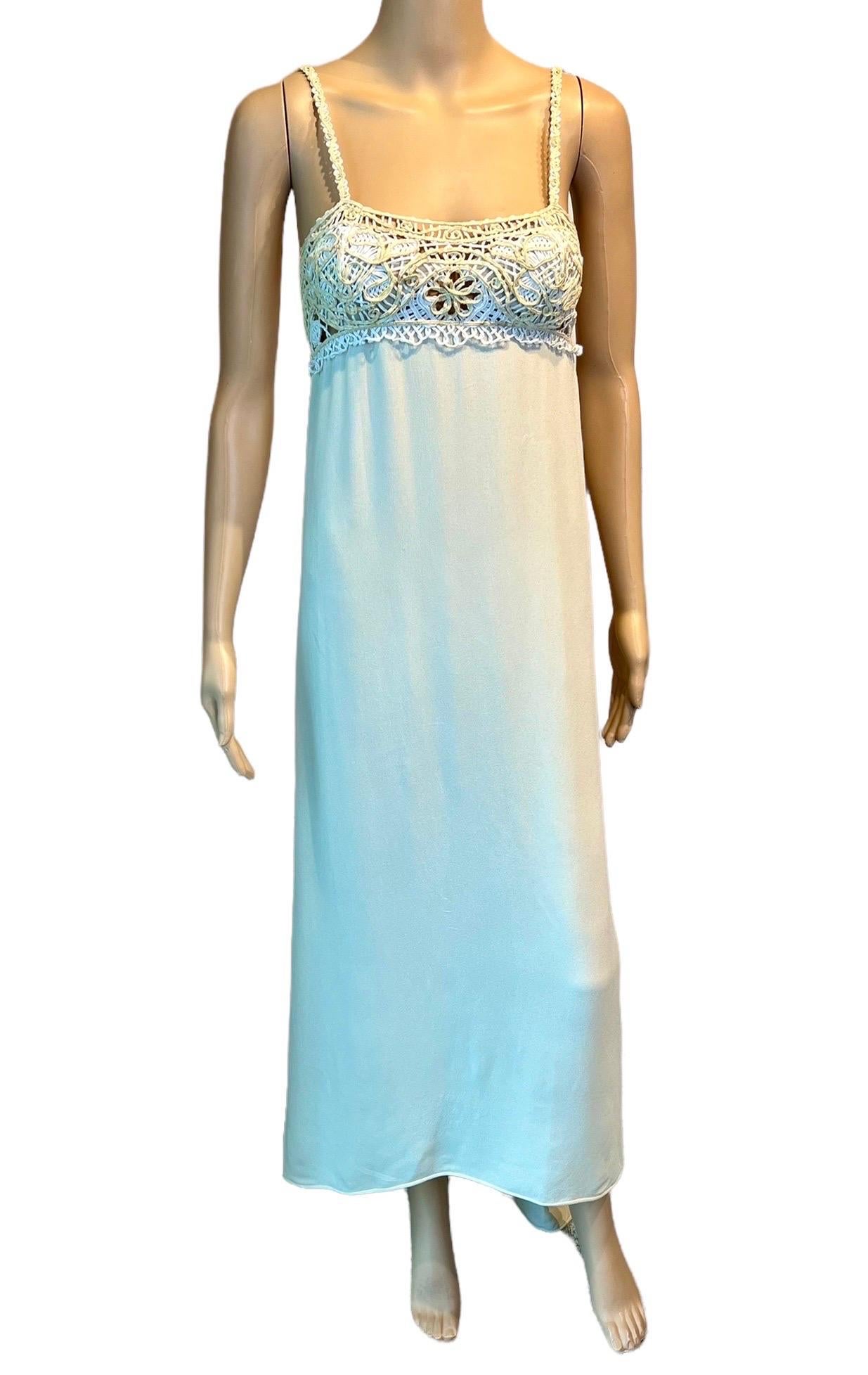 Gianni Versace S/S 1997 Runway Embroidered Lace Ivory Evening Dress Gown  For Sale 1