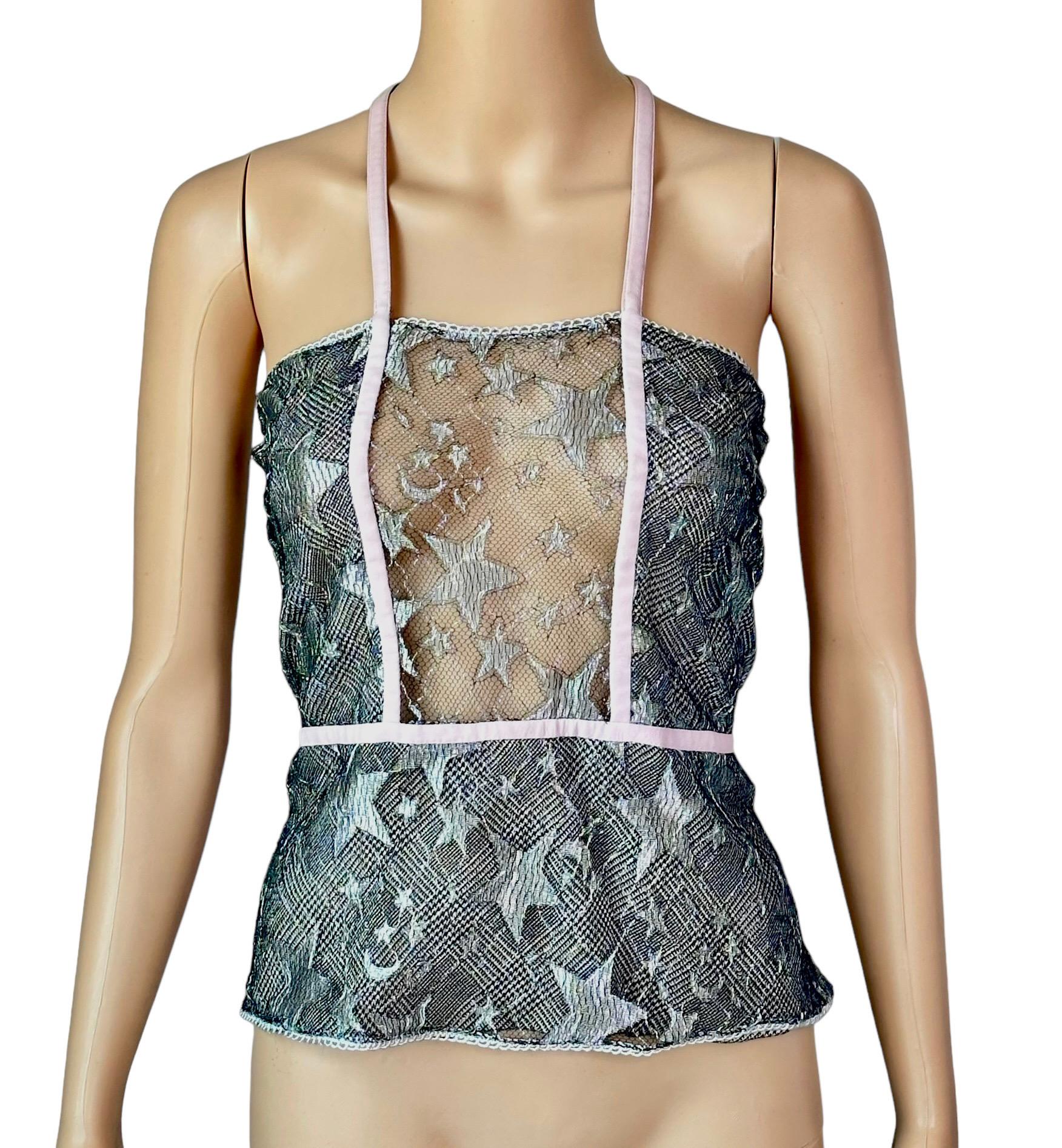 Gianni Versace S/S 1998 Runway Sheer Lace Star Wrap Top  In Good Condition For Sale In Naples, FL