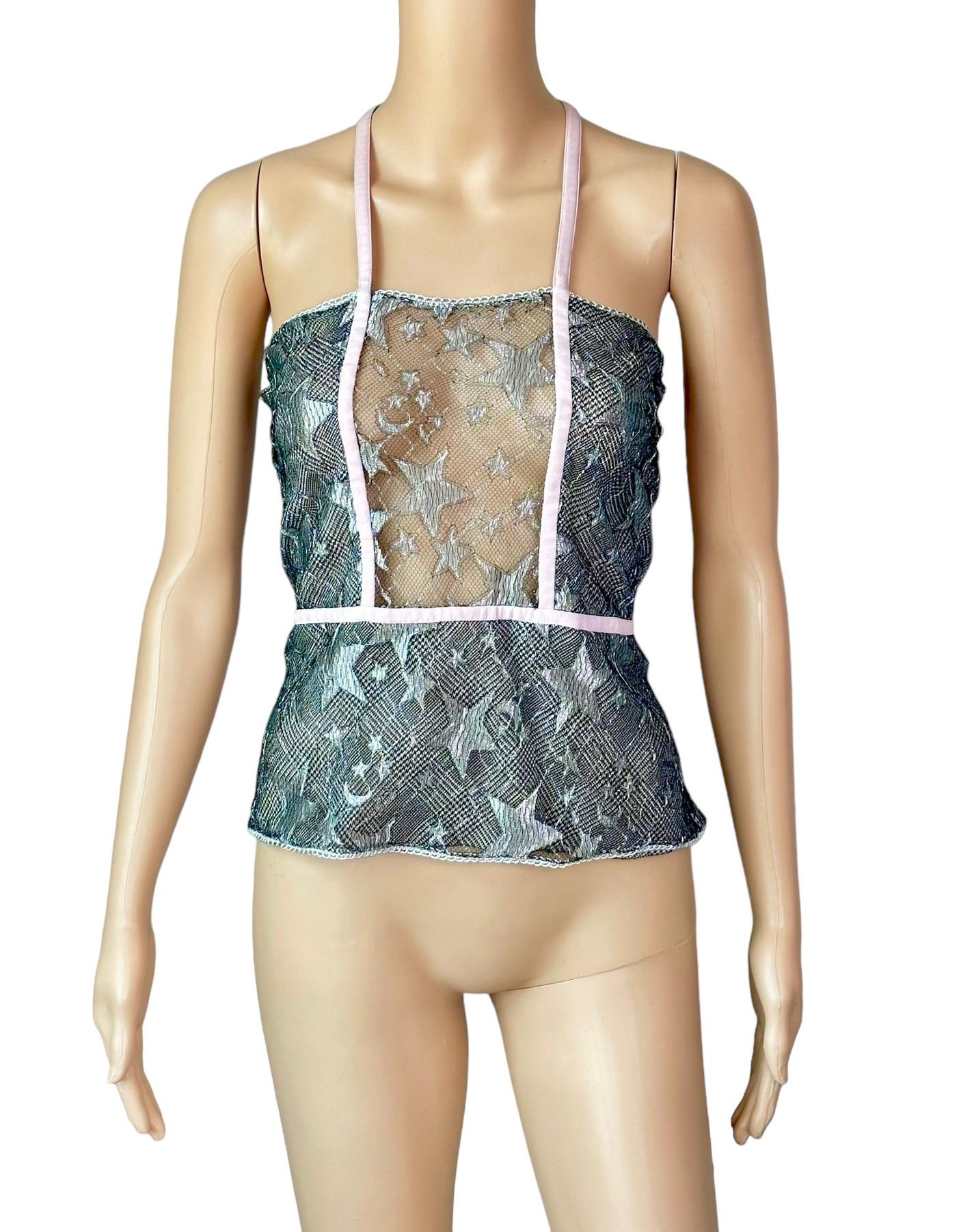 Gianni Versace S/S 1998 Runway Sheer Lace Star Wrap Top  For Sale 1