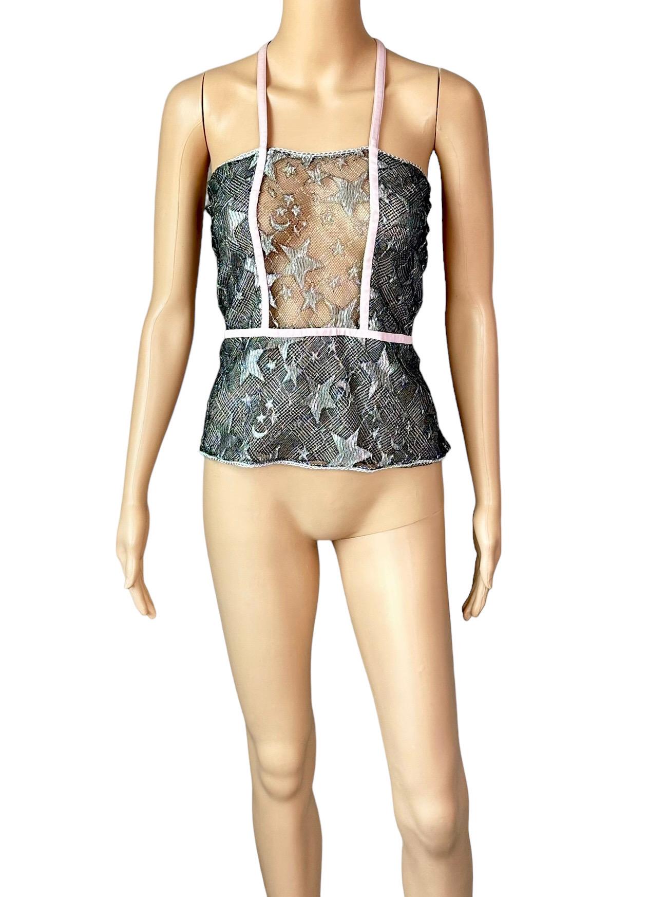 Gianni Versace S/S 1998 Runway Sheer Lace Star Wrap Top  For Sale 5