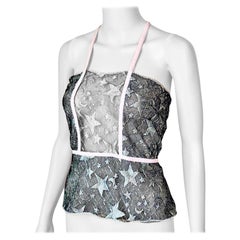 Gianni Versace S/S 1998 Runway Sheer Lace Star Wrap Top