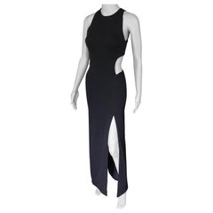 Gianni Versace S/S 1998 Runway Vintage Cutout Silk Black Evening Dress Gown 