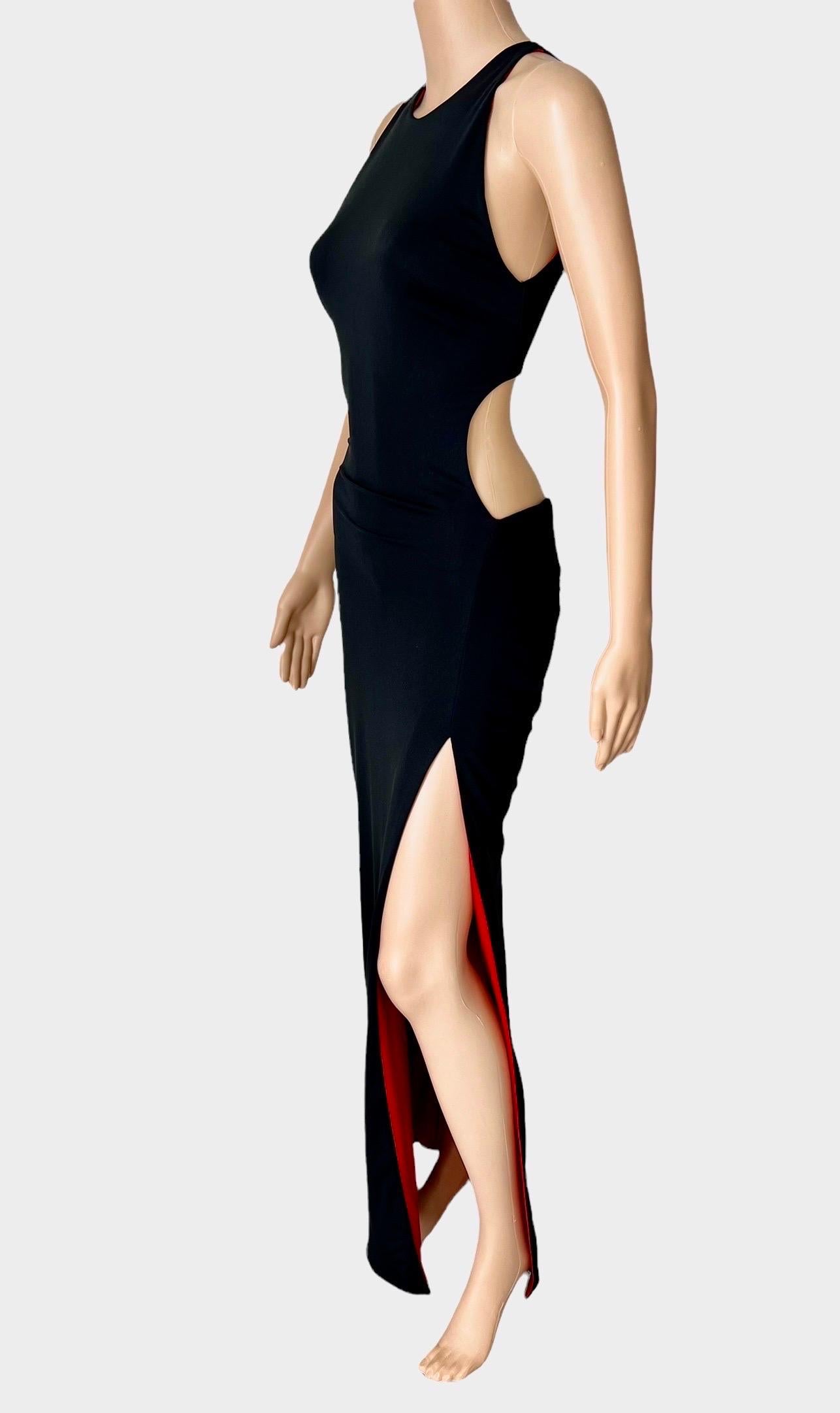 Women's Gianni Versace S/S 1998 Runway Vintage Wet Liquid Look Cutout Evening Dress Gown For Sale