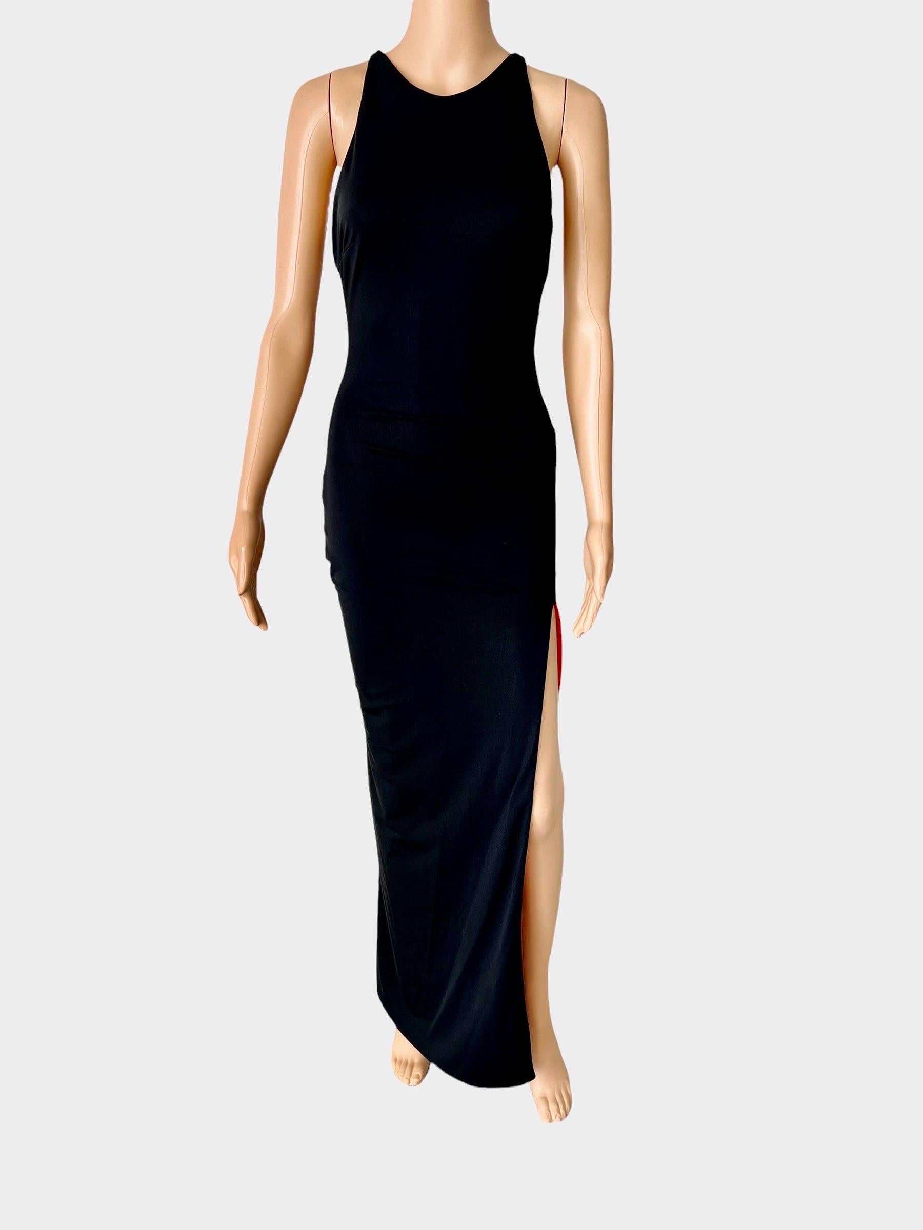 Gianni Versace S/S 1998 Runway Vintage Wet Liquid Look Cutout Evening Dress Gown For Sale 1