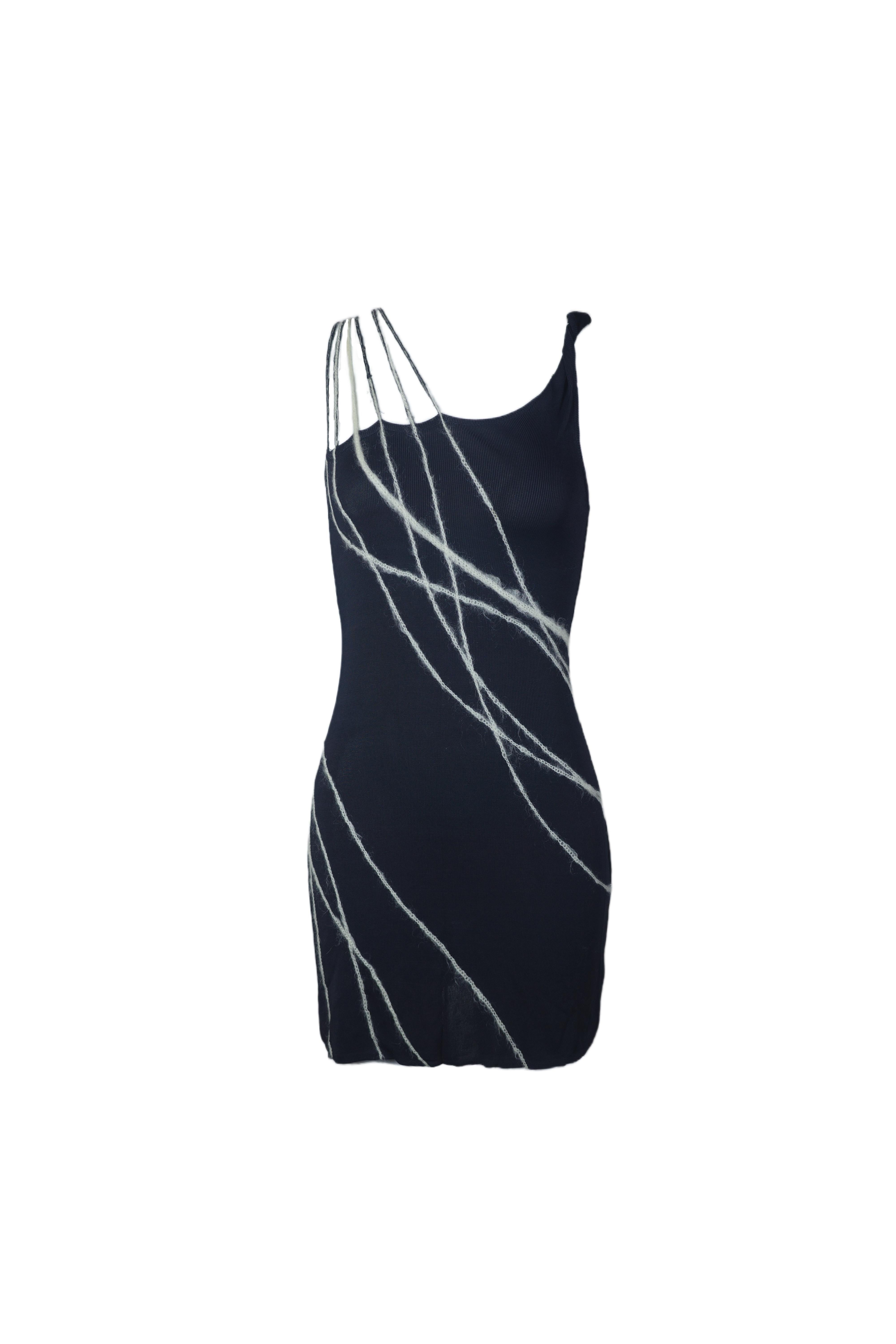 GIANNI VERSACE S/s 1998 Silver Streak Knit Mini Dress im Zustand „Gut“ im Angebot in 上海市, Xuhui district