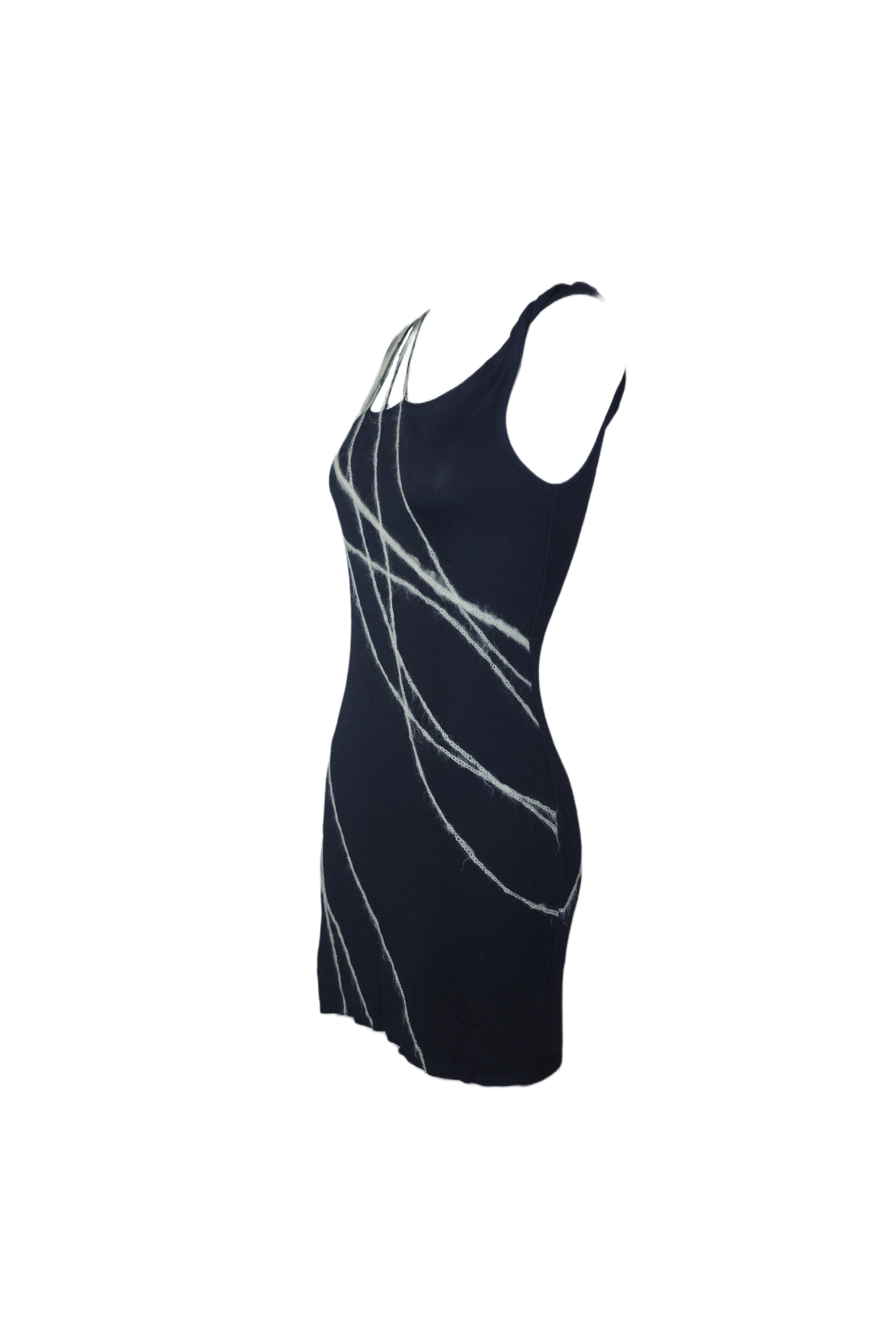 GIANNI VERSACE S/s 1998 Silver Streak Knit Mini Dress Damen im Angebot