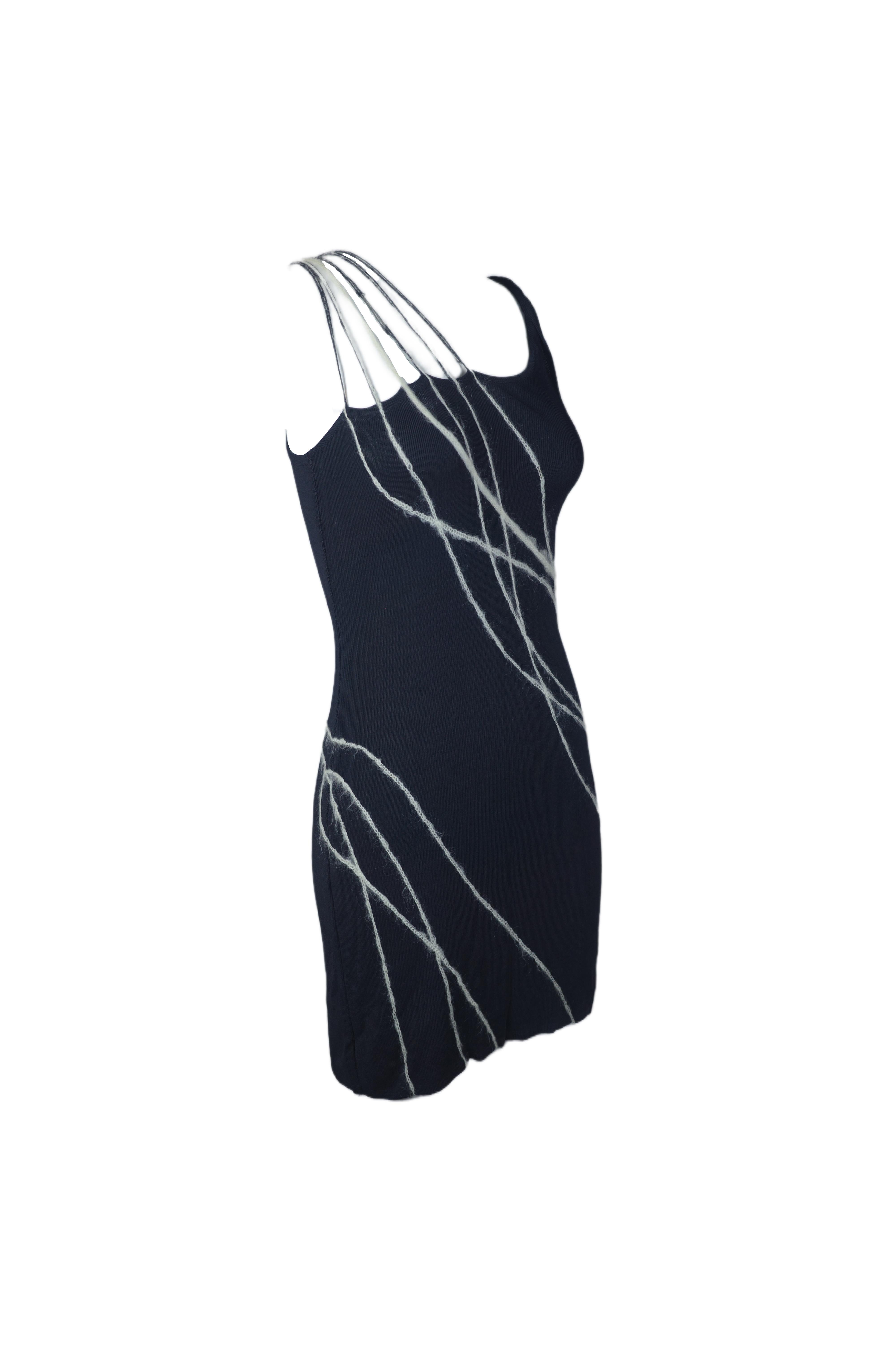 GIANNI VERSACE S/s 1998 Silver Streak Knit Mini Dress im Angebot 1