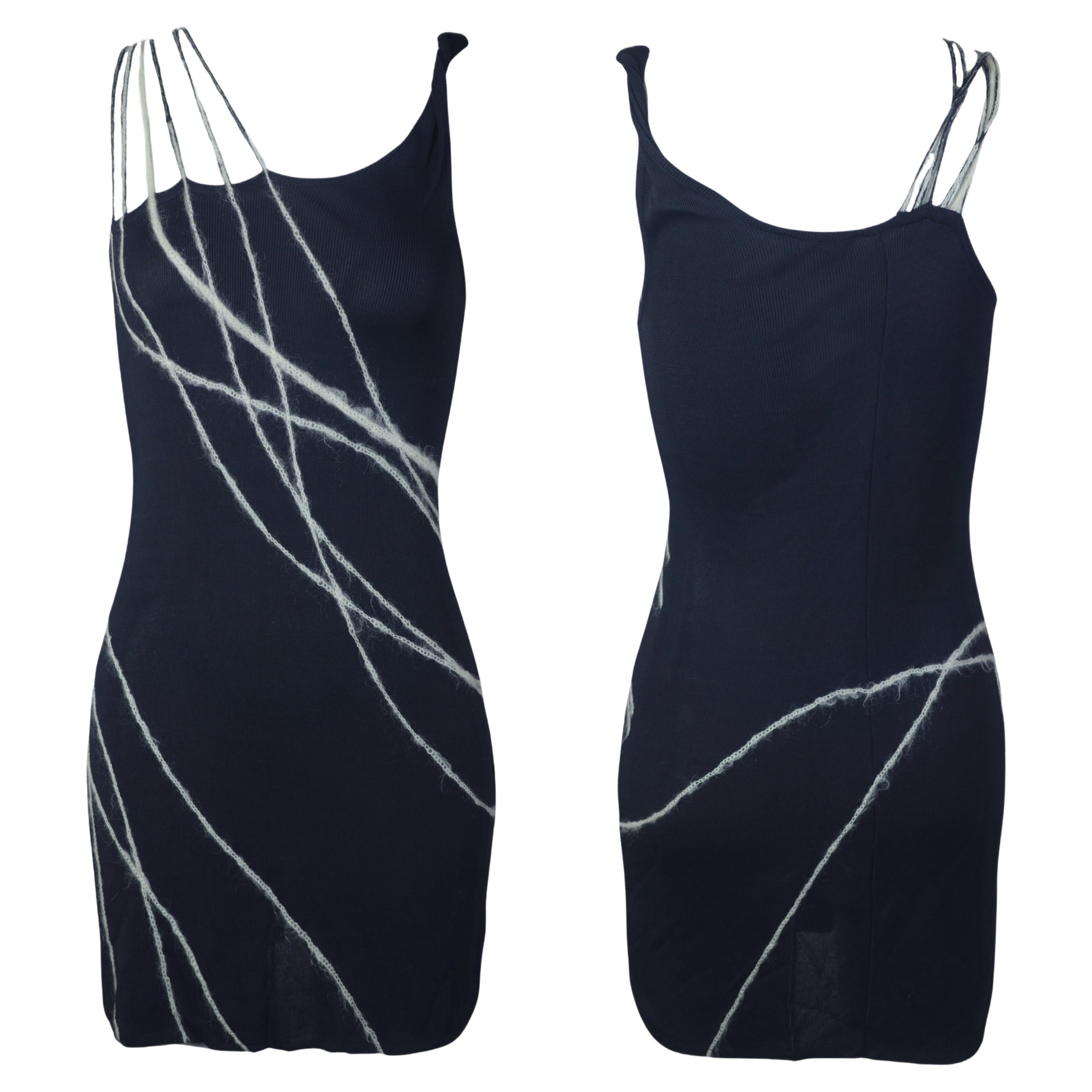 GIANNI VERSACE S/s 1998 Silver Streak Knit Mini Dress
