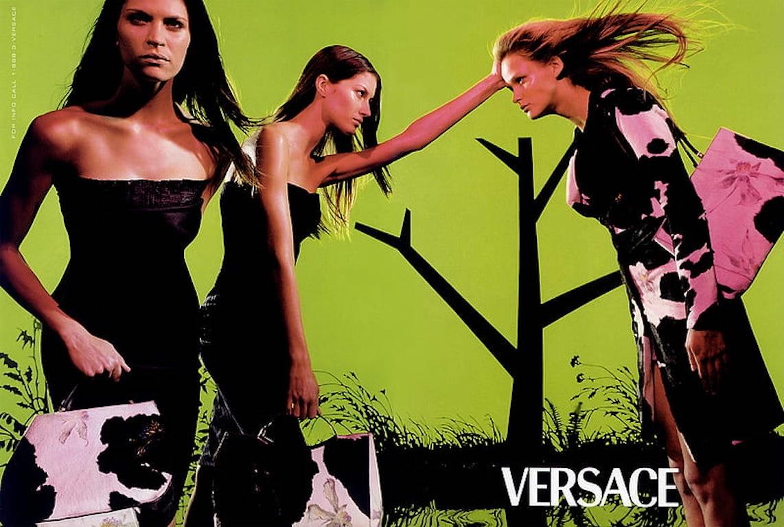 GIANNI VERSACE S/S 1999 Ad Campaign Irises Hand-Painted Cowhide Handbag For Sale 10