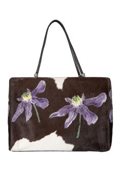 GIANNI VERSACE S/S 1999 Ad Campaign Irises Hand-Painted Cowhide Handbag