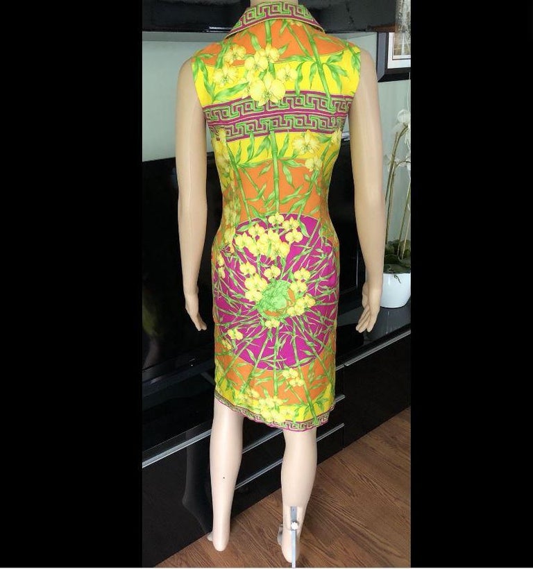 Gianni Versace S/S 2000 Bamboo Print Silk Dress For Sale at 1stDibs | versace  bamboo, versace dress