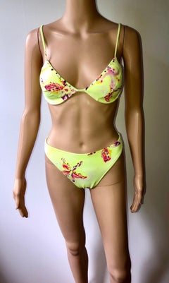 Gianni Versace S/S 2000 Orchid Neon Two-Piece Bikini Set Swimsuit Swimwear