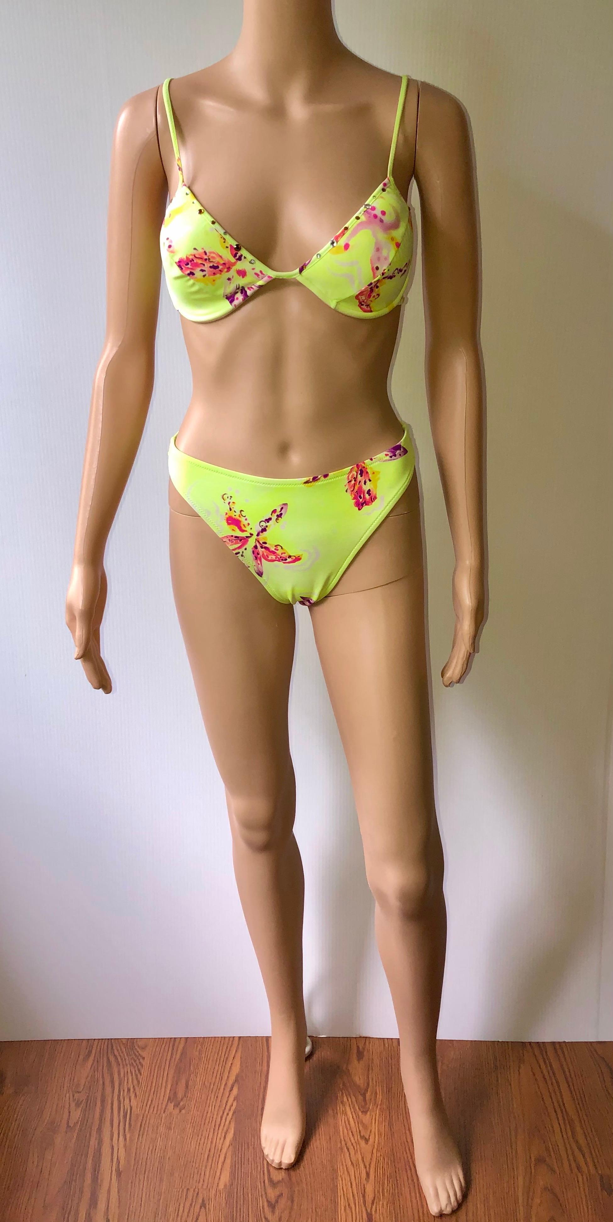 Vert Ensemble Bikini deux pièces Gianni Versace Orchid Neon S/S 2000 - Maillot de bain et maillot de bain  en vente