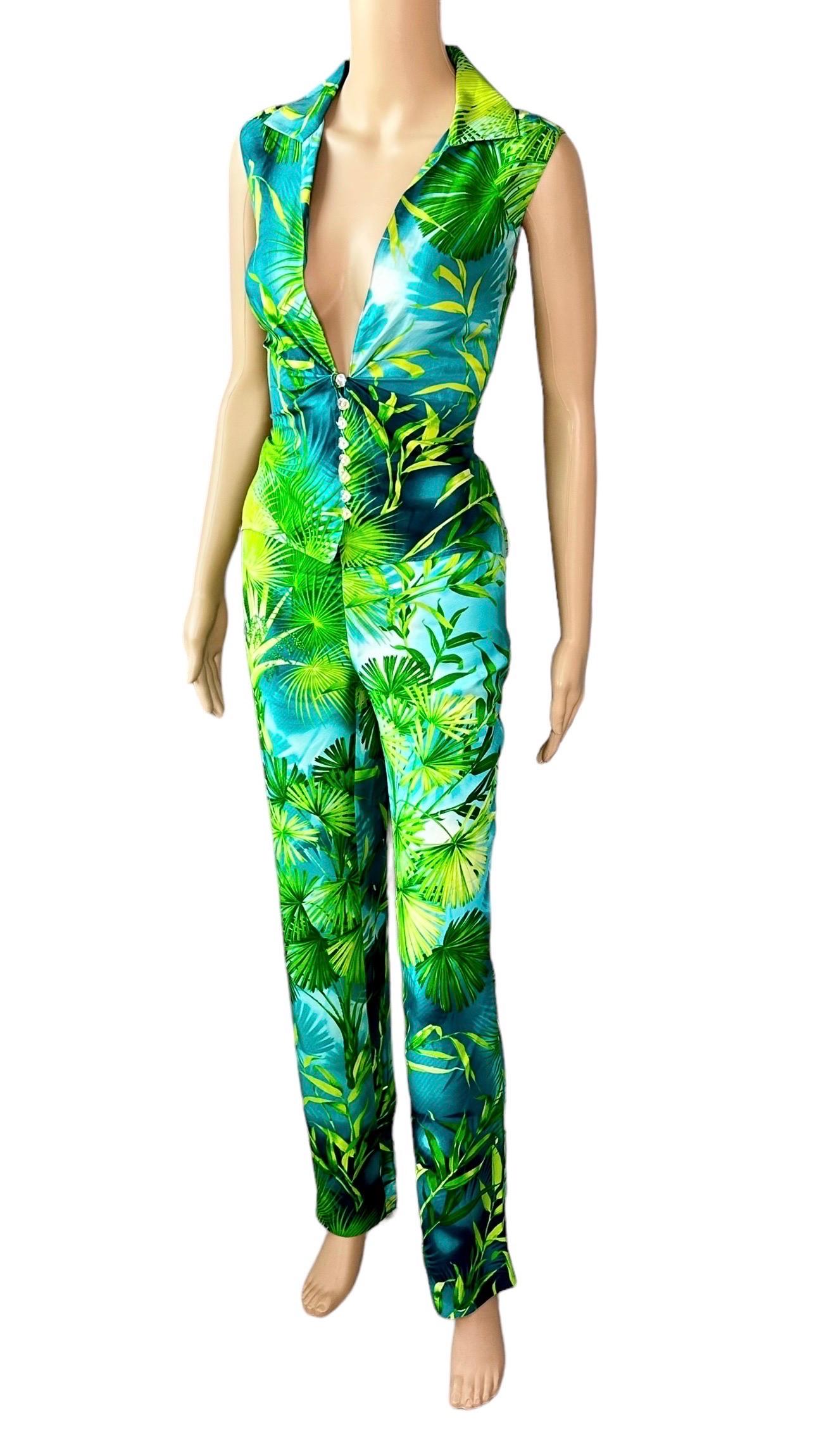 Gianni Versace S/S 2000 Runway Tropical Palm Print Silk Pants & Blouse Top 2 Piece Set Ensemble IT 38/40

Tieni presente che i pantaloni hanno la taglia IT 38 e il top la taglia IT 40.