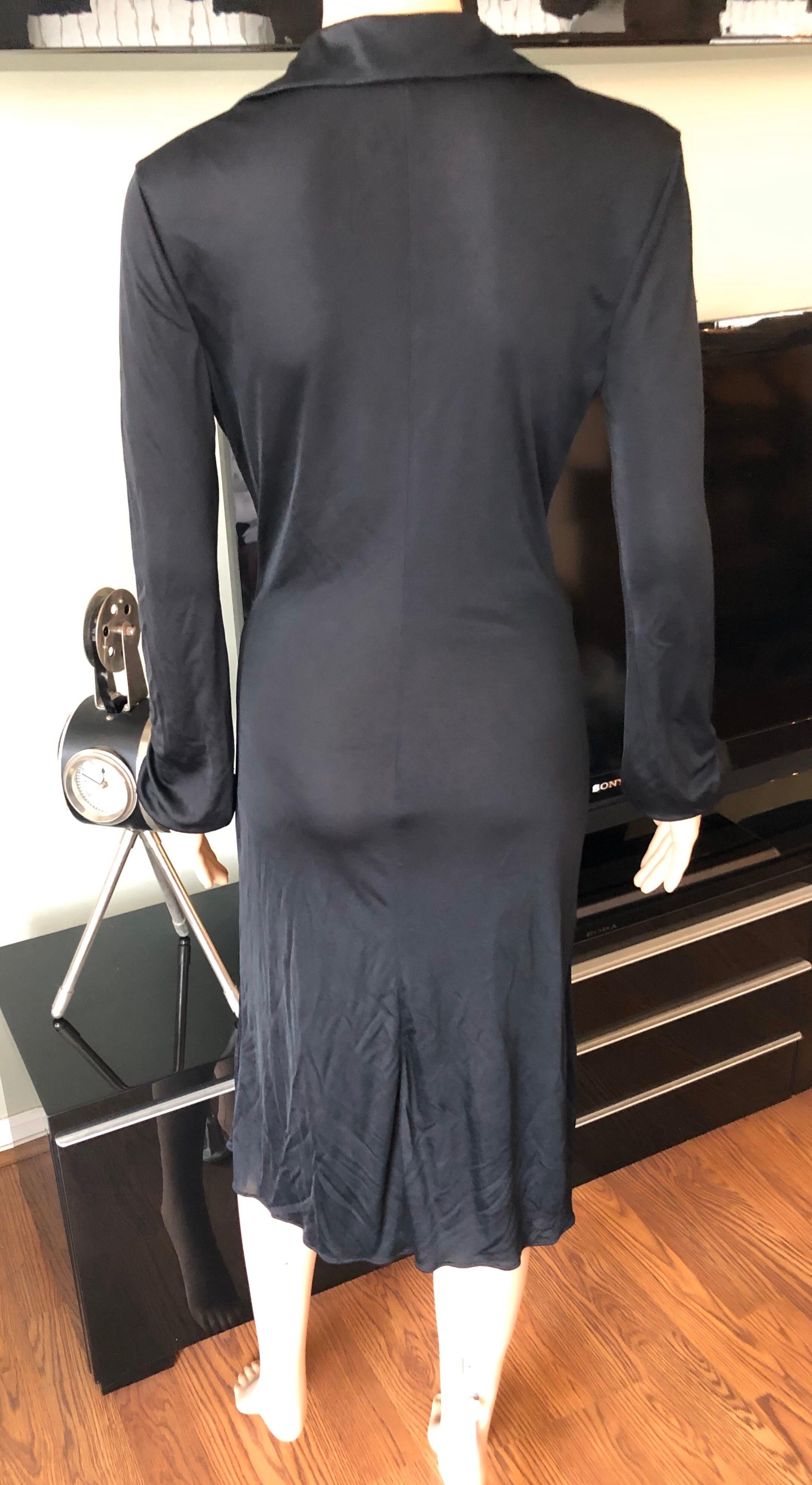 Gianni Versace S/S 2000 Runway Vintage Plunging Neckline Black Dress  For Sale 2