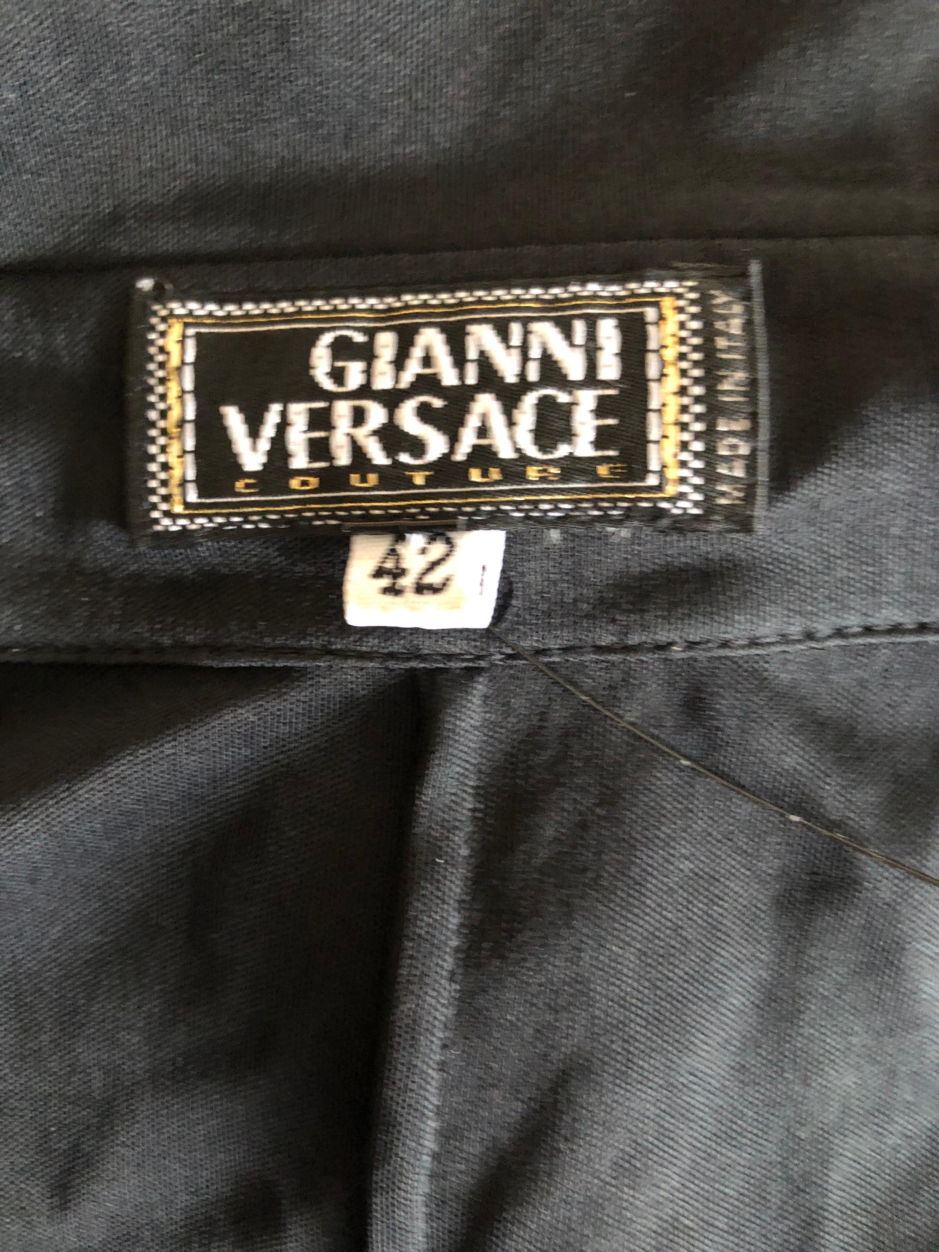 Gianni Versace S/S 2000 Runway Vintage Plunging Neckline Black Dress  For Sale 3