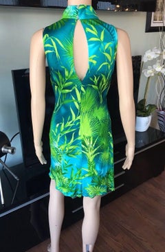 Gianni Versace S/S 2000 Vintage Tropical Palm Print Mini Dress