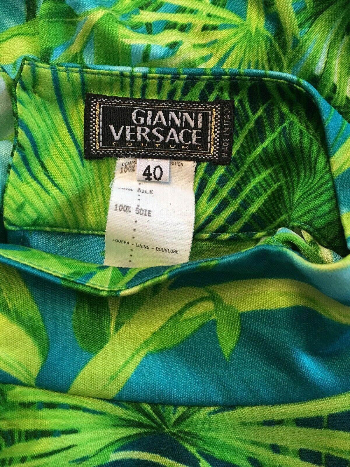 Blue Gianni Versace S/S 2000 Vintage Tropical Palm Print Mini Dress  For Sale