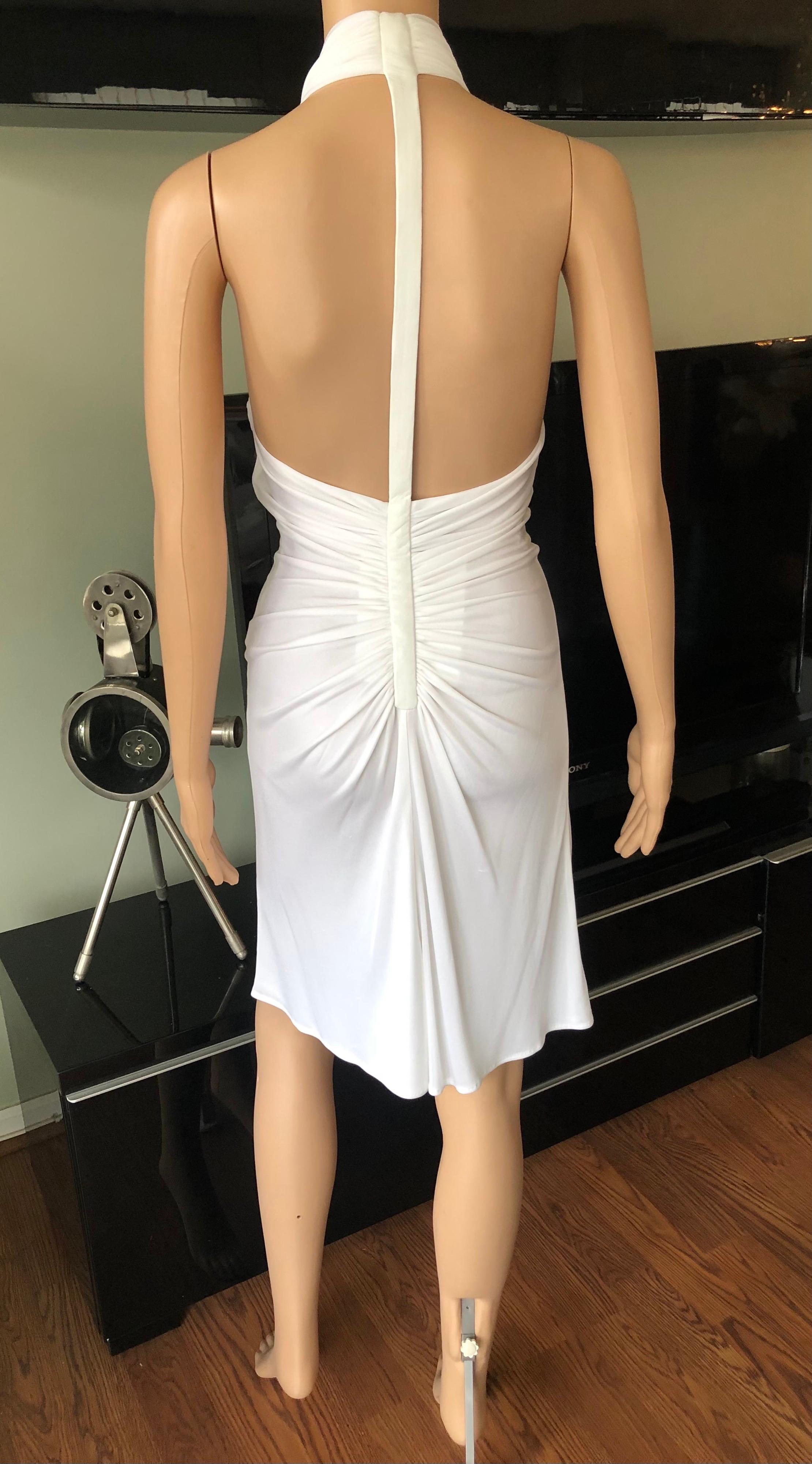 Gray Gianni Versace S/S 2001 Runway Vintage Backless Plunged White Dress