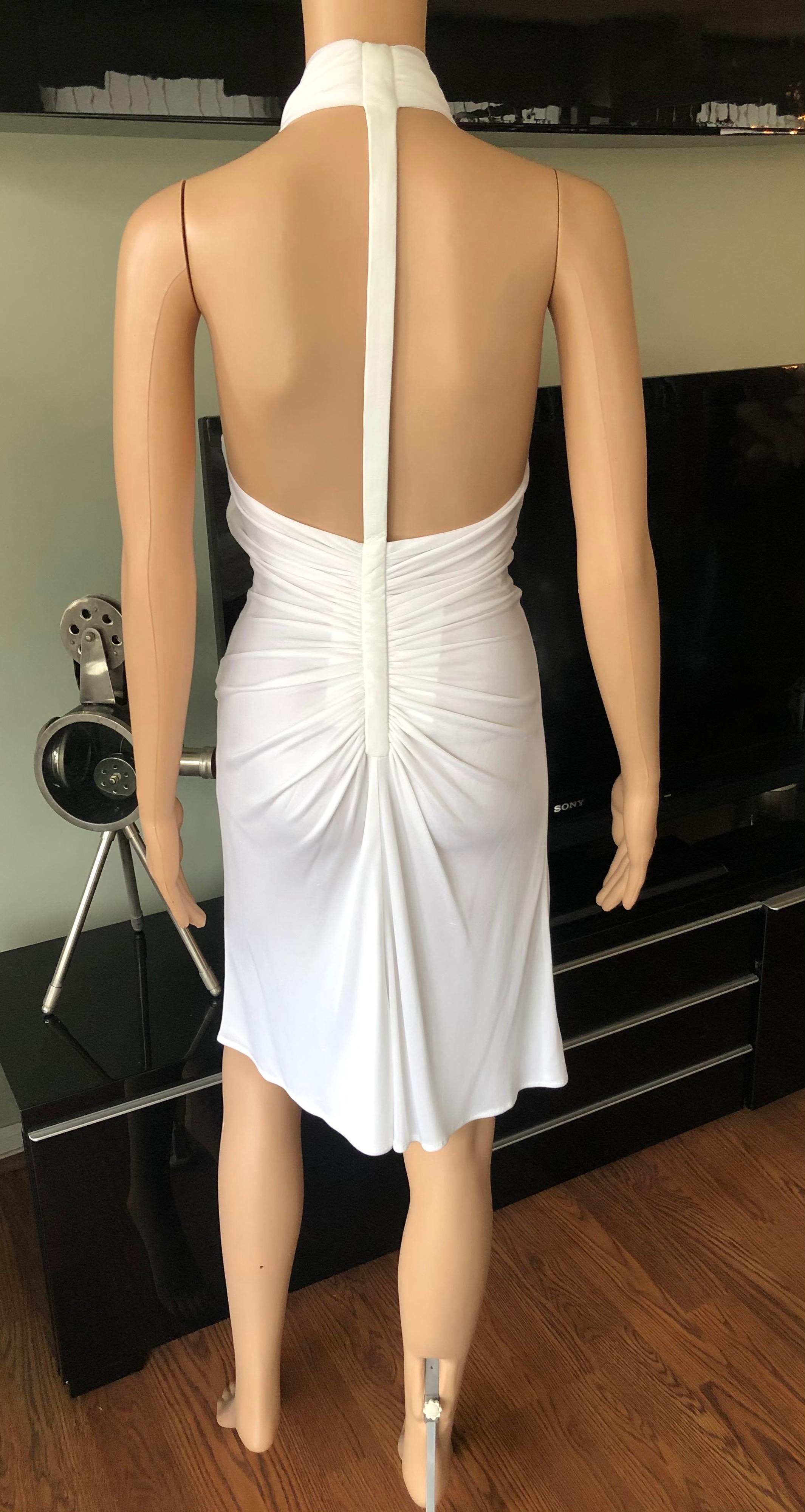 Gianni Versace S/S 2001 Runway Vintage Backless Plunged White Dress In Good Condition In Naples, FL