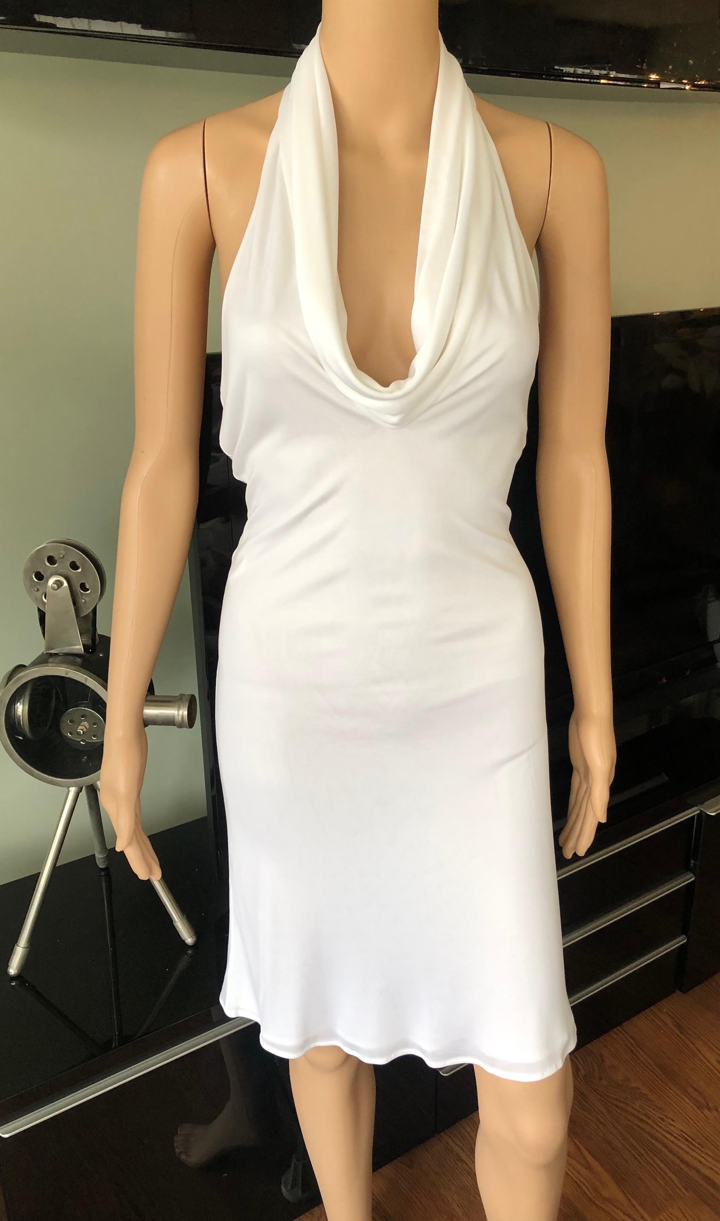 Women's Gianni Versace S/S 2001 Runway Vintage Backless Plunged White Dress